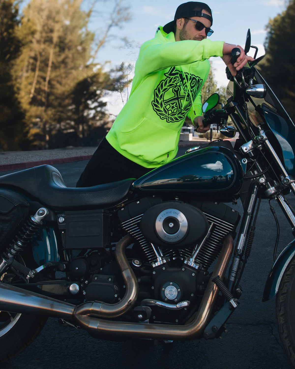 Black Party Crest Hi-Vis Pullover Hoodie - Yellow - view 3