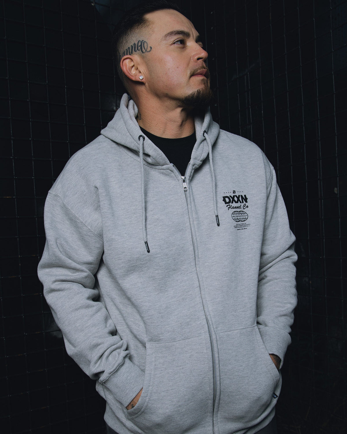 Black Tech Zip Up Hoodie - Heathered Gray - view 4
