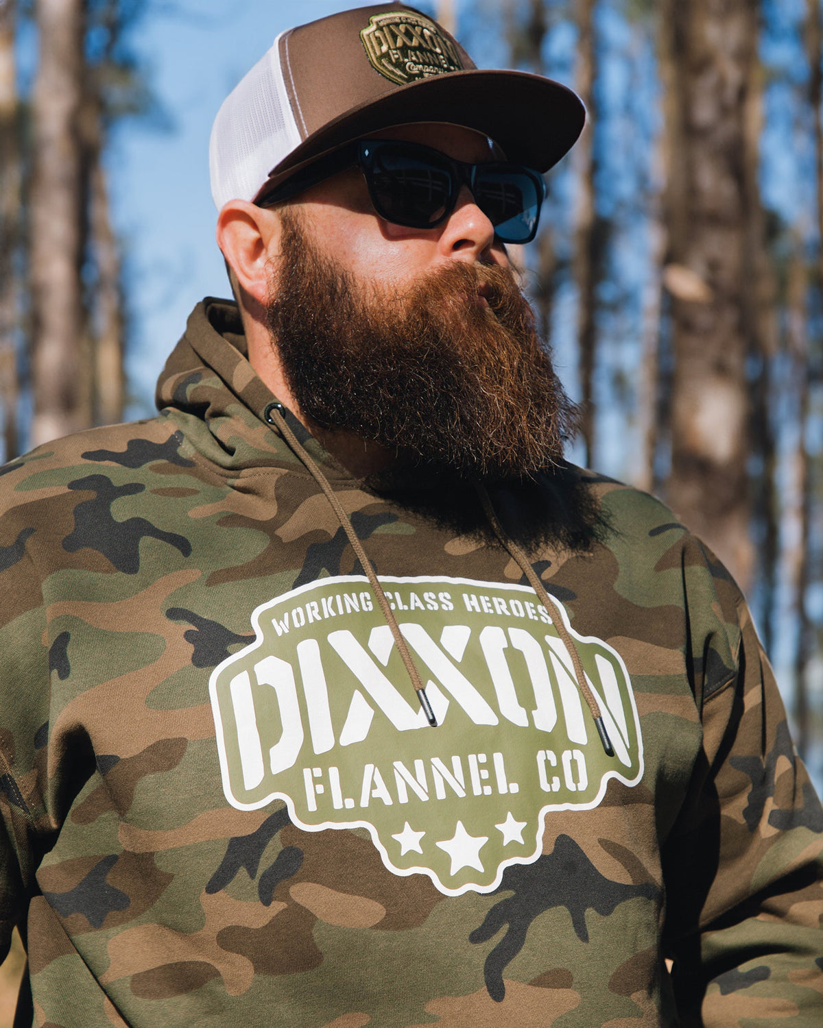 Black & White Stencil Pullover Hoodie - Green Camo - view 2