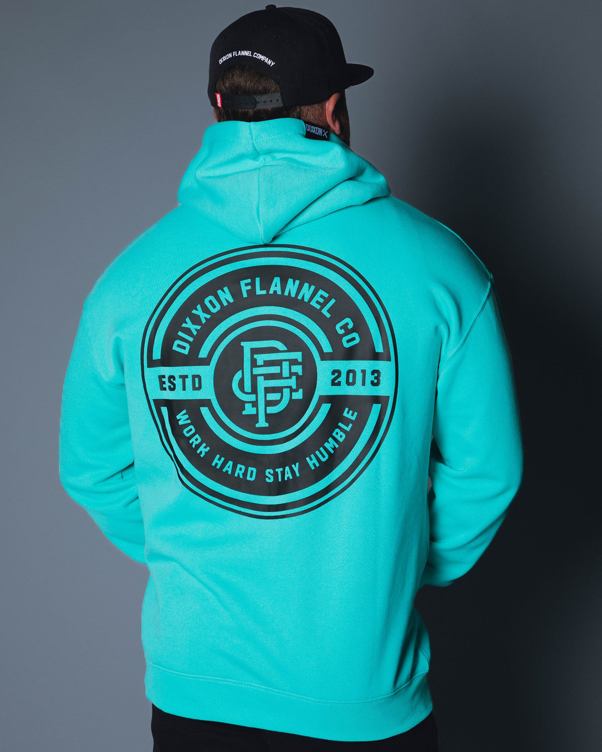 Black Work Hard Badge Zip Up Hoodie - Tiffany - view 1