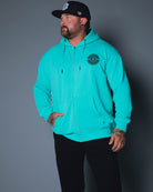 Black Work Hard Badge Zip Up - Tiffany - Dixxon Flannel Co.