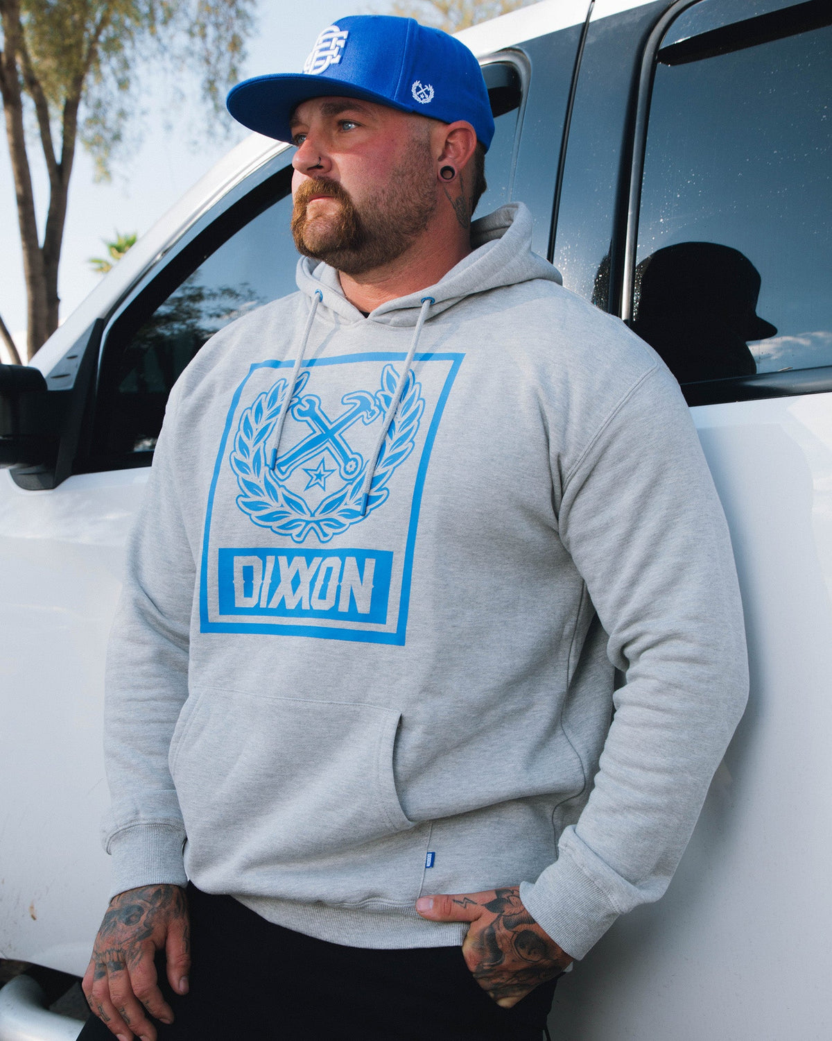 Blue Box Crest Pullover Hoodie - Heather Gray - view 1
