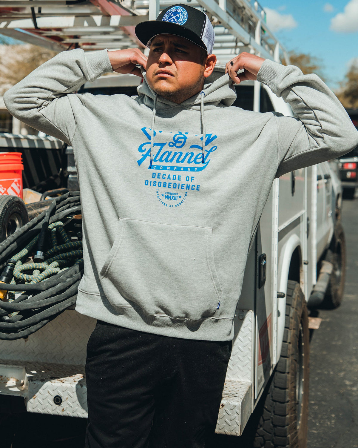 Blue Pastime Pullover Hoodie - Heather Gray - view 4