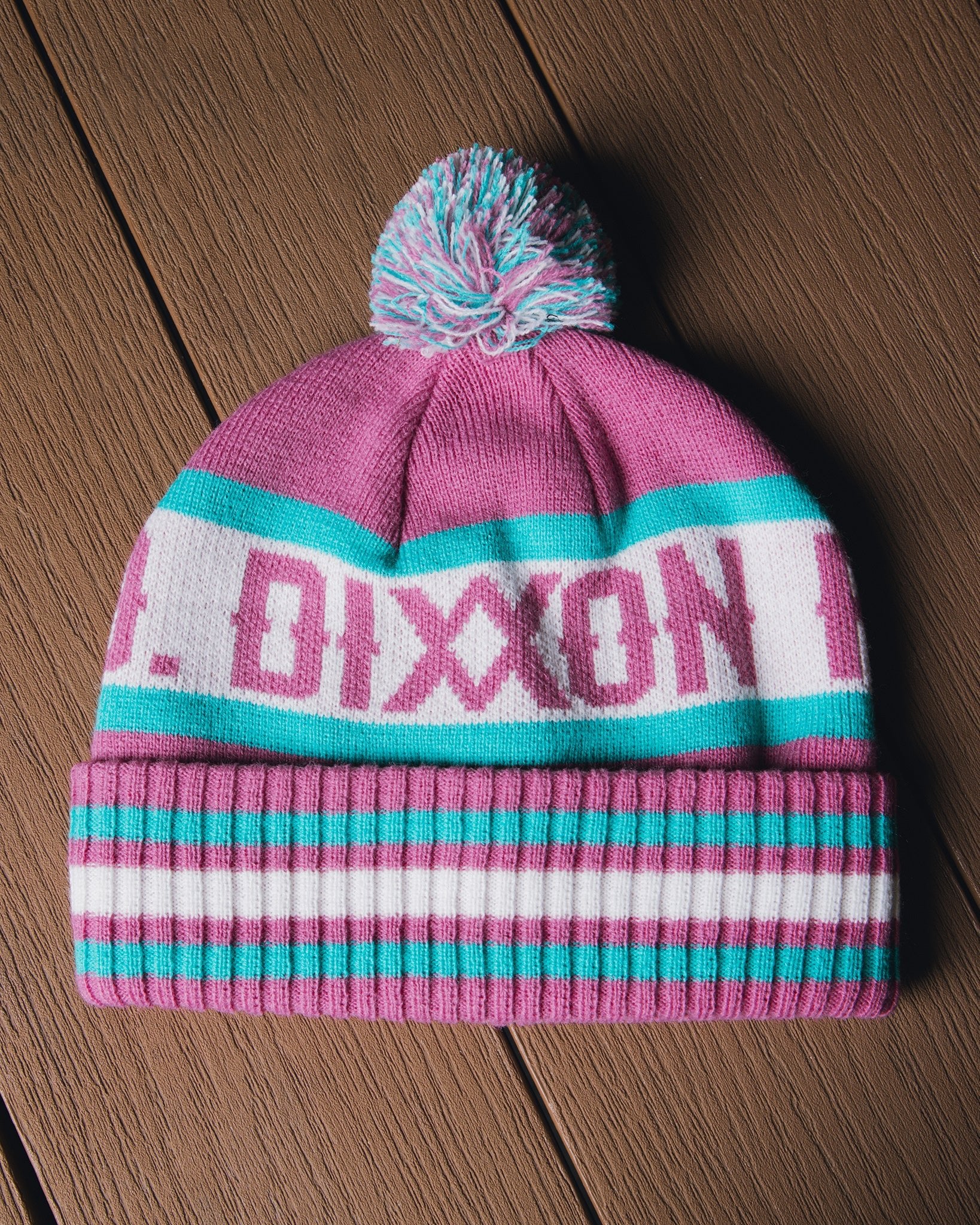 Puff Ball Beanie - Pink, Teal, & White | Dixxon Flannel Co.