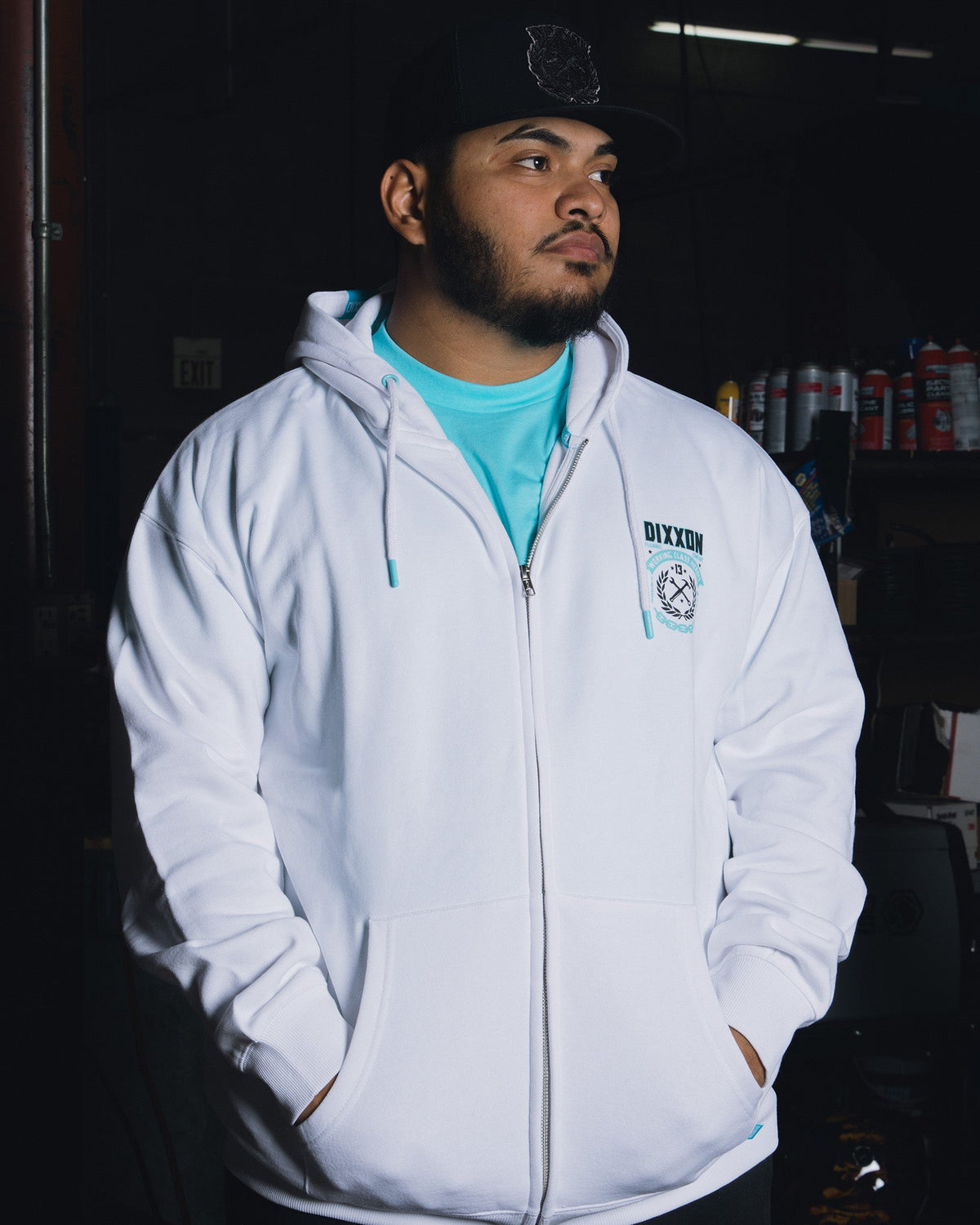 Tiffany & White Weld Zip Up Hoodie - White - view 4