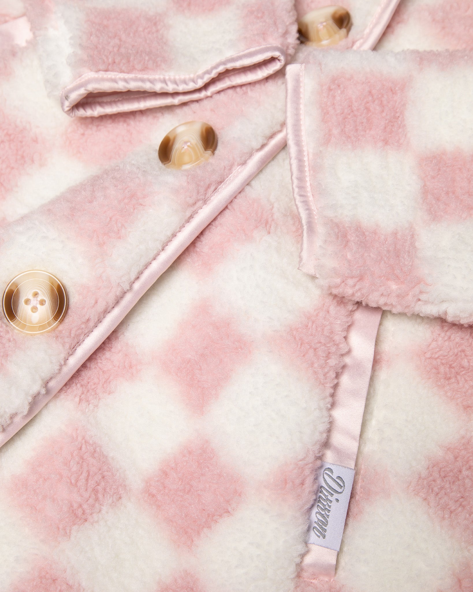 Women's Checkered Sherpa Cardigan - Pink & Cream | Dixxon Flannel Co.