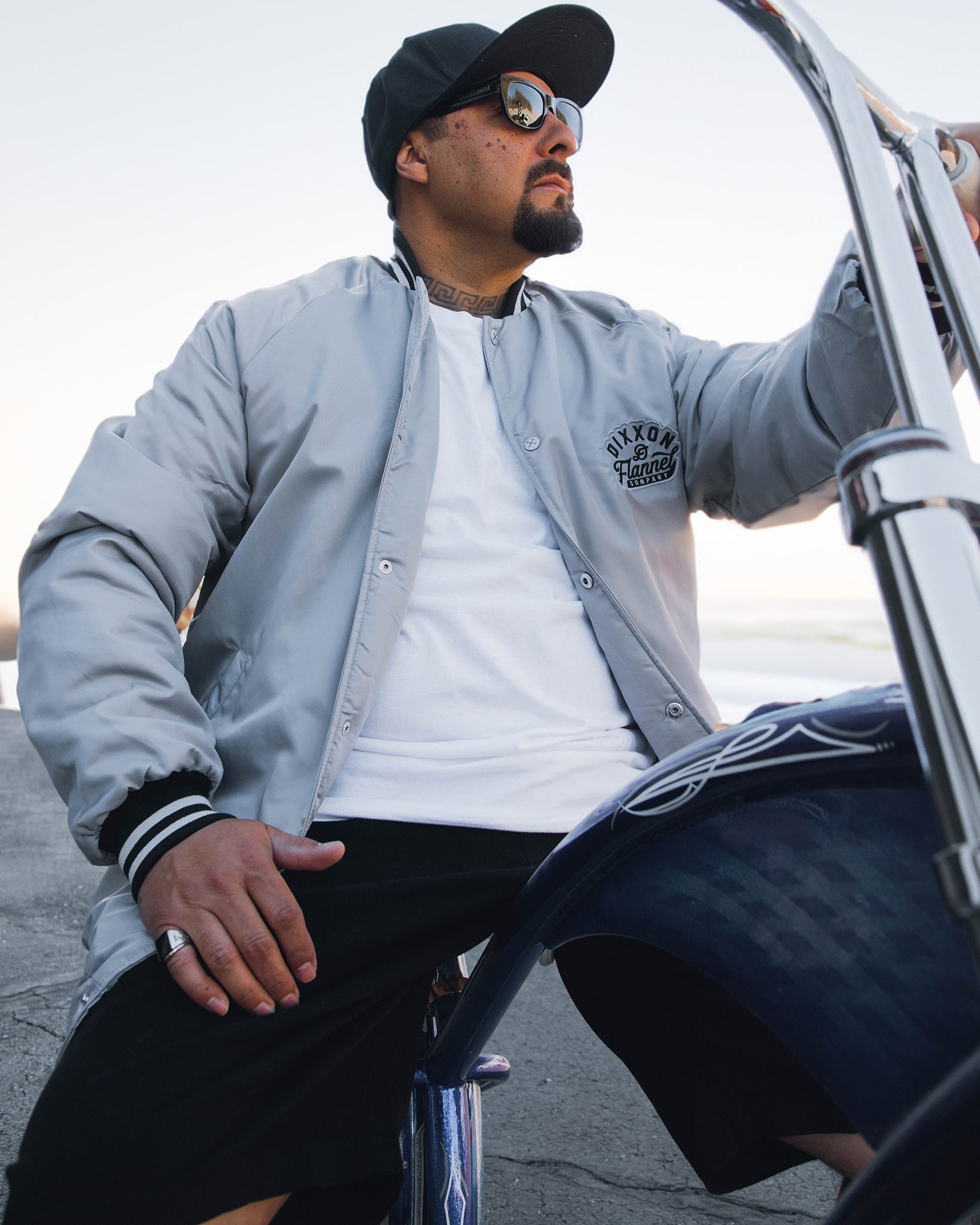 Men's Gray Pastime Nylon Varsity Jacket | Dixxon Flannel Co.