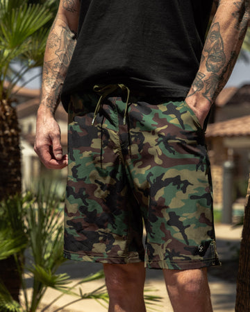 Dixxon Green Camo Gym Shorts: Shop Activewear Today