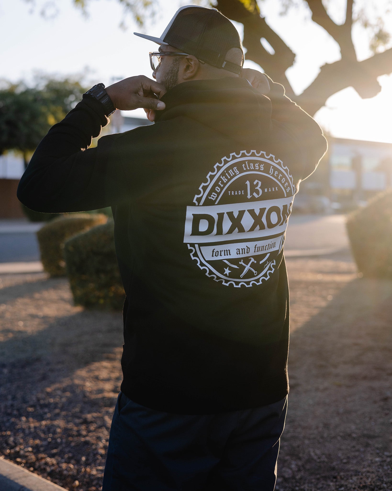 White Working Class Gear Pullover Hoodie - Black | Dixxon Flannel Co.