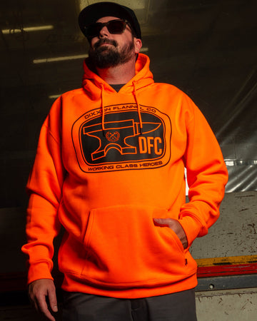 Black Checkpoint Pullover Hoodie - Safety Orange | Dixxon Flannel Co.
