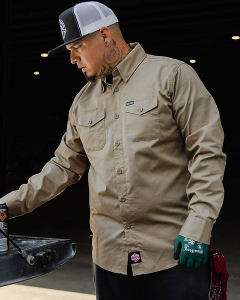 『TEN WORK SHIRT KHAKI S』 Dickies Short Sleeve Twill Work Shirt Khaki – Black Sheep Skate Shop