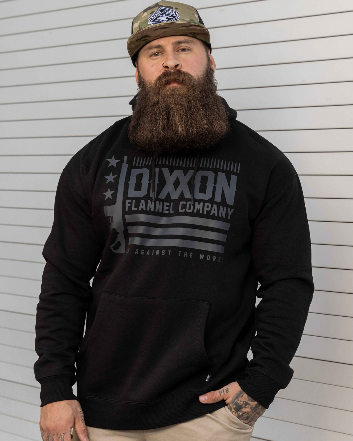Charcoal Us Against The World Pullover Hoodie - Black - view 1