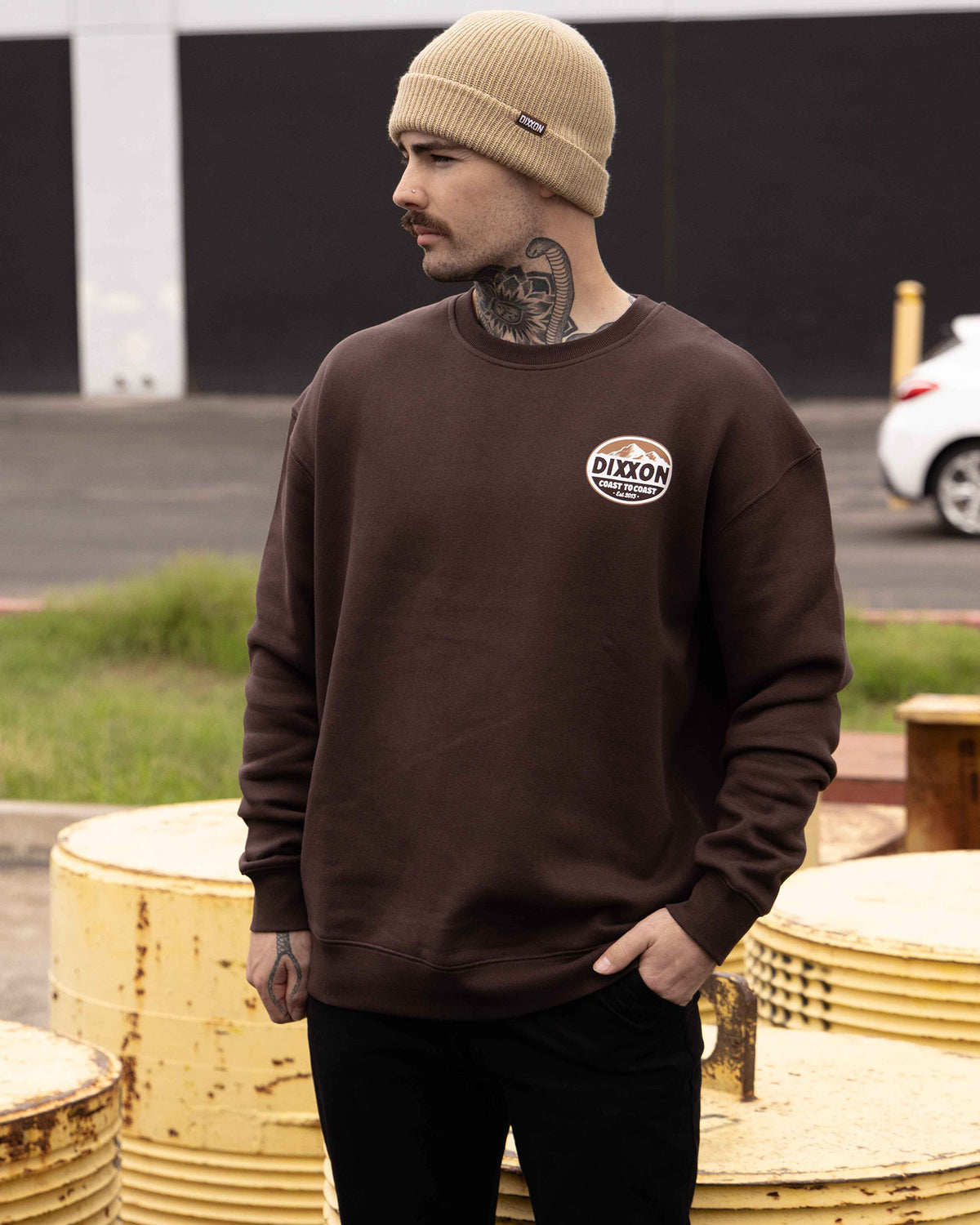 Tan & White Peaks Crewneck - Brown - view 5
