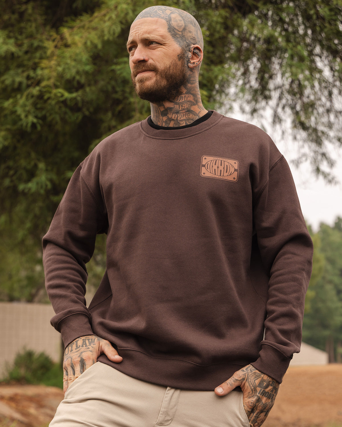 Tan Nameplate Crewneck Sweatshirt - Brown - view 3