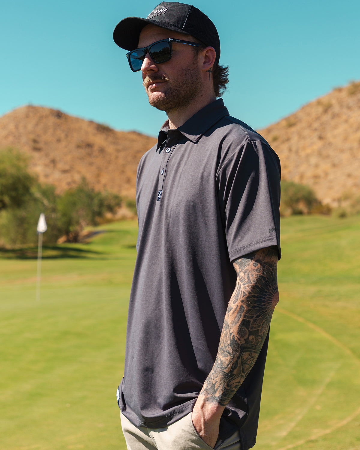 Solid Party Polo - Charcoal view 3