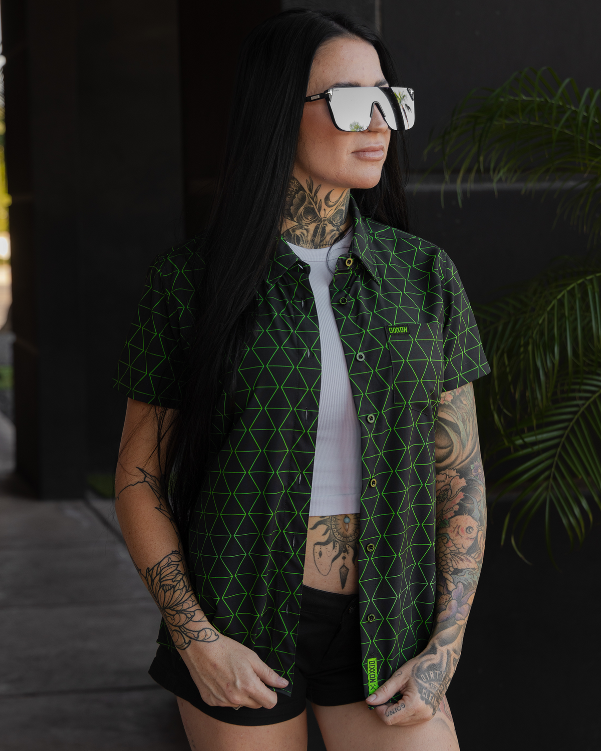 Women's Enigma Party Shirt - Black & Green view 4