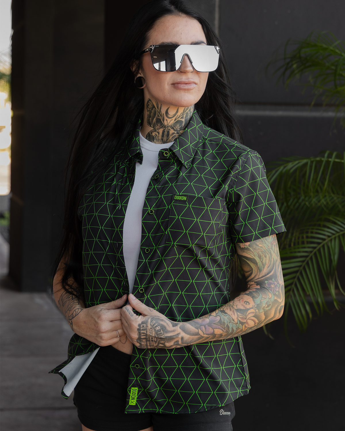 Women's Enigma Party Shirt - Black & Green view 1