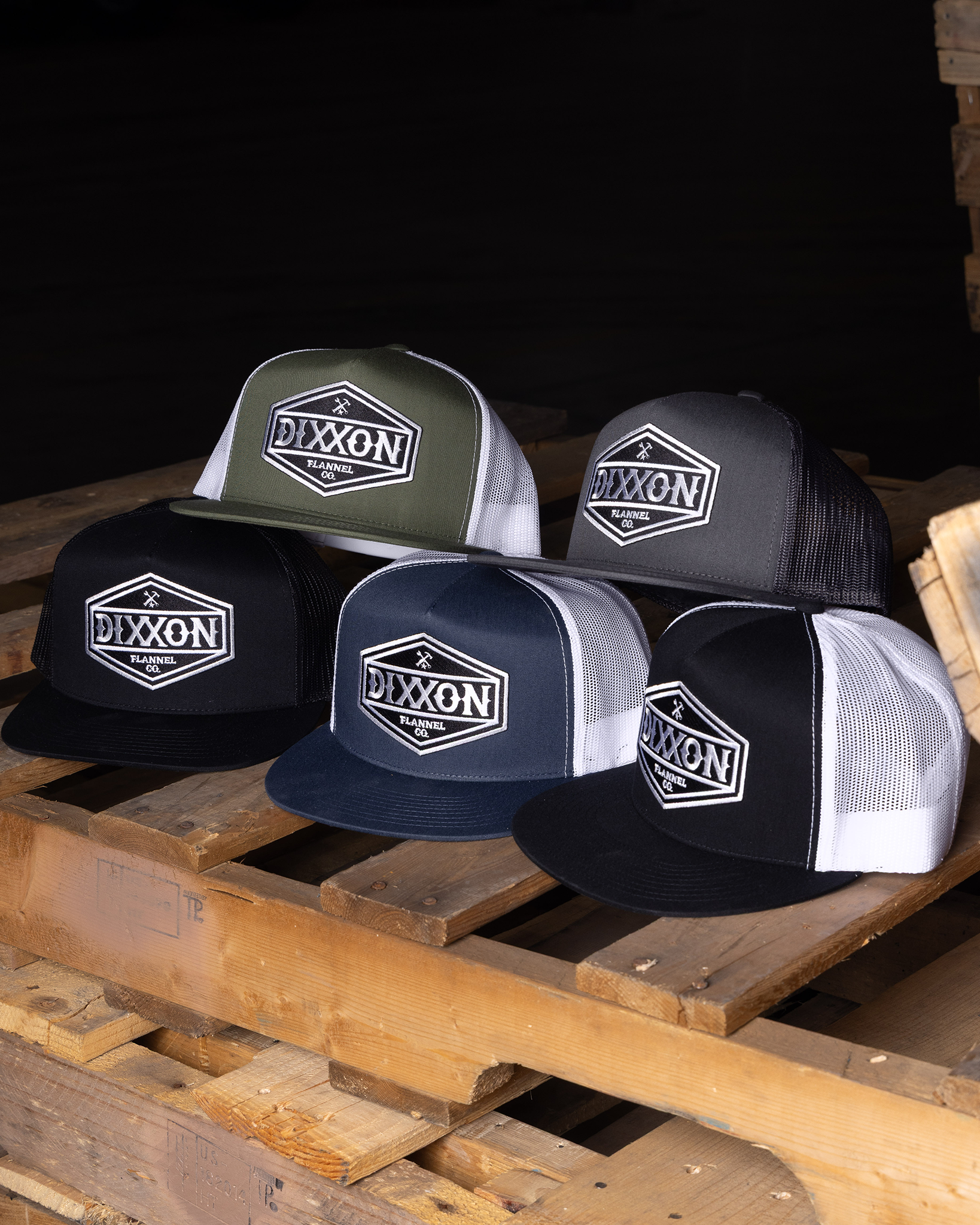 Foundry Shield Flat Bill Trucker Snapback - Black & White - view 1