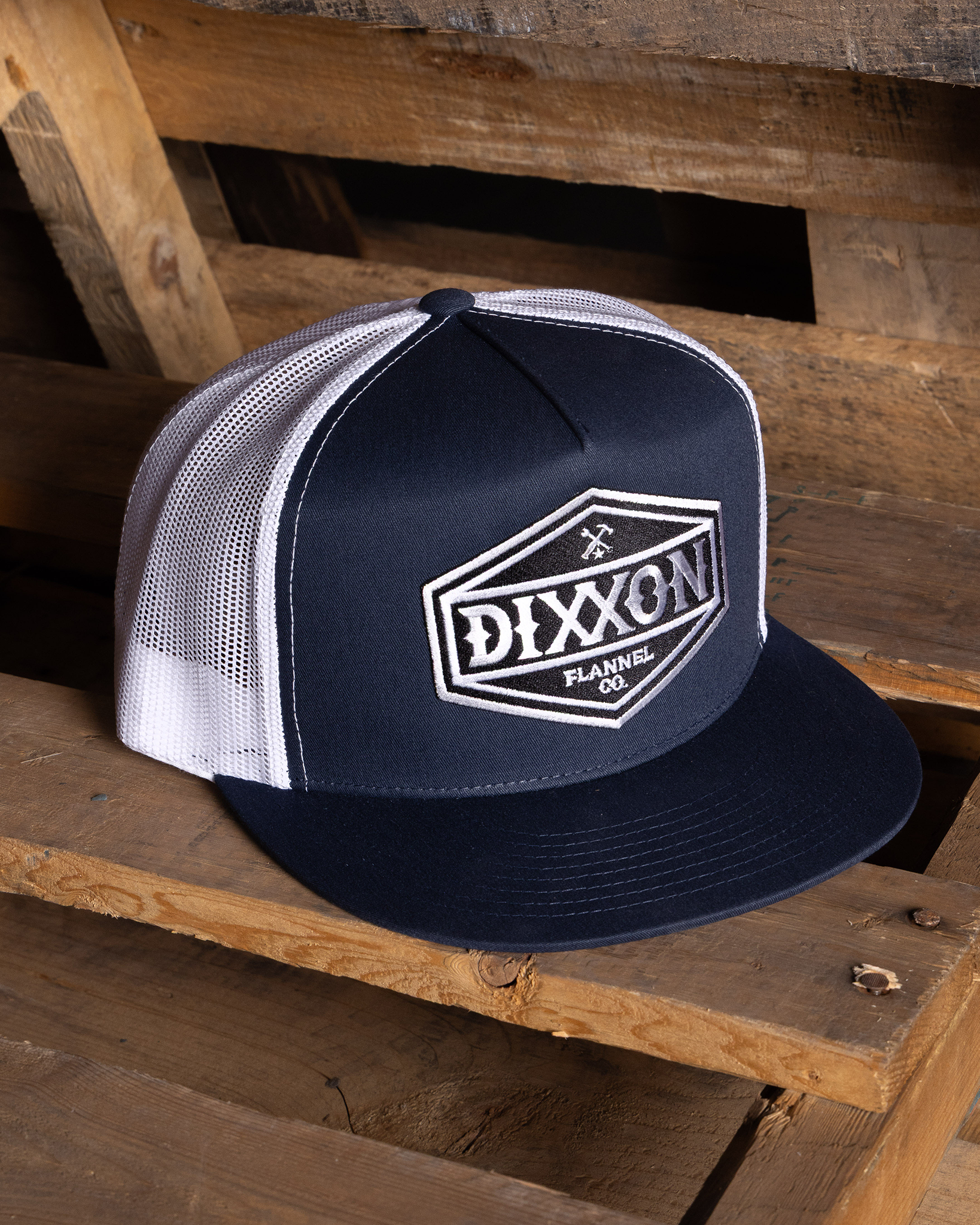 Foundry Shield Flat Bill Trucker Snapback - Black & White - view 2