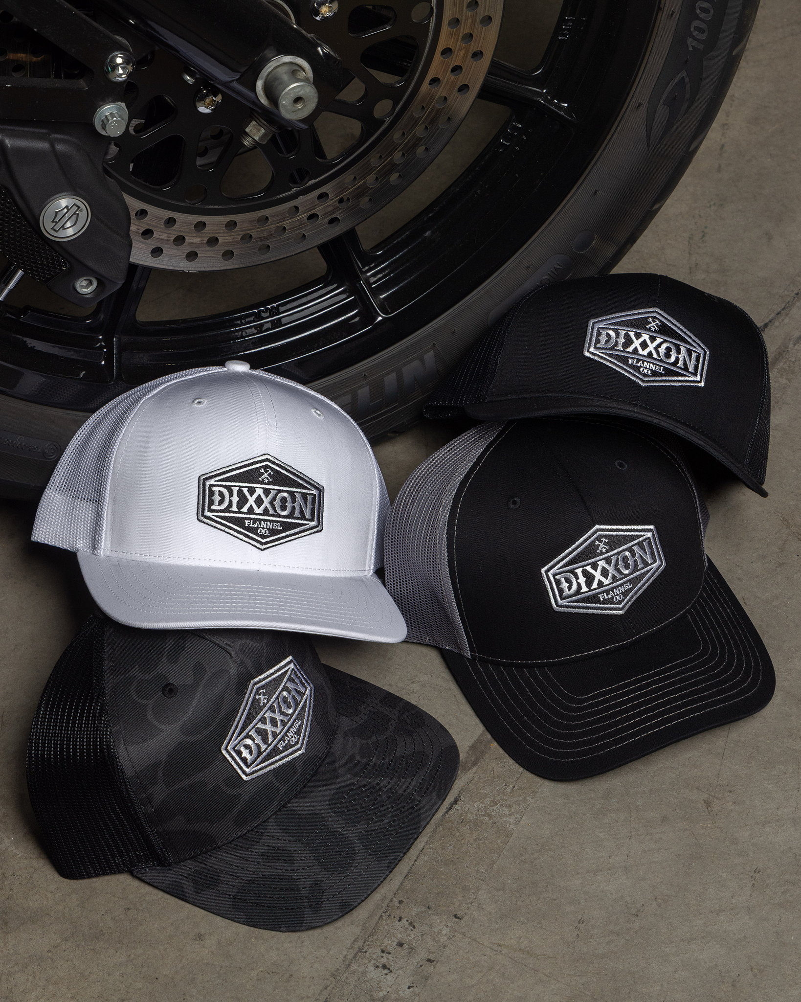 Foundry Shield Curved Bill Trucker Snapback - Black & White - view 1