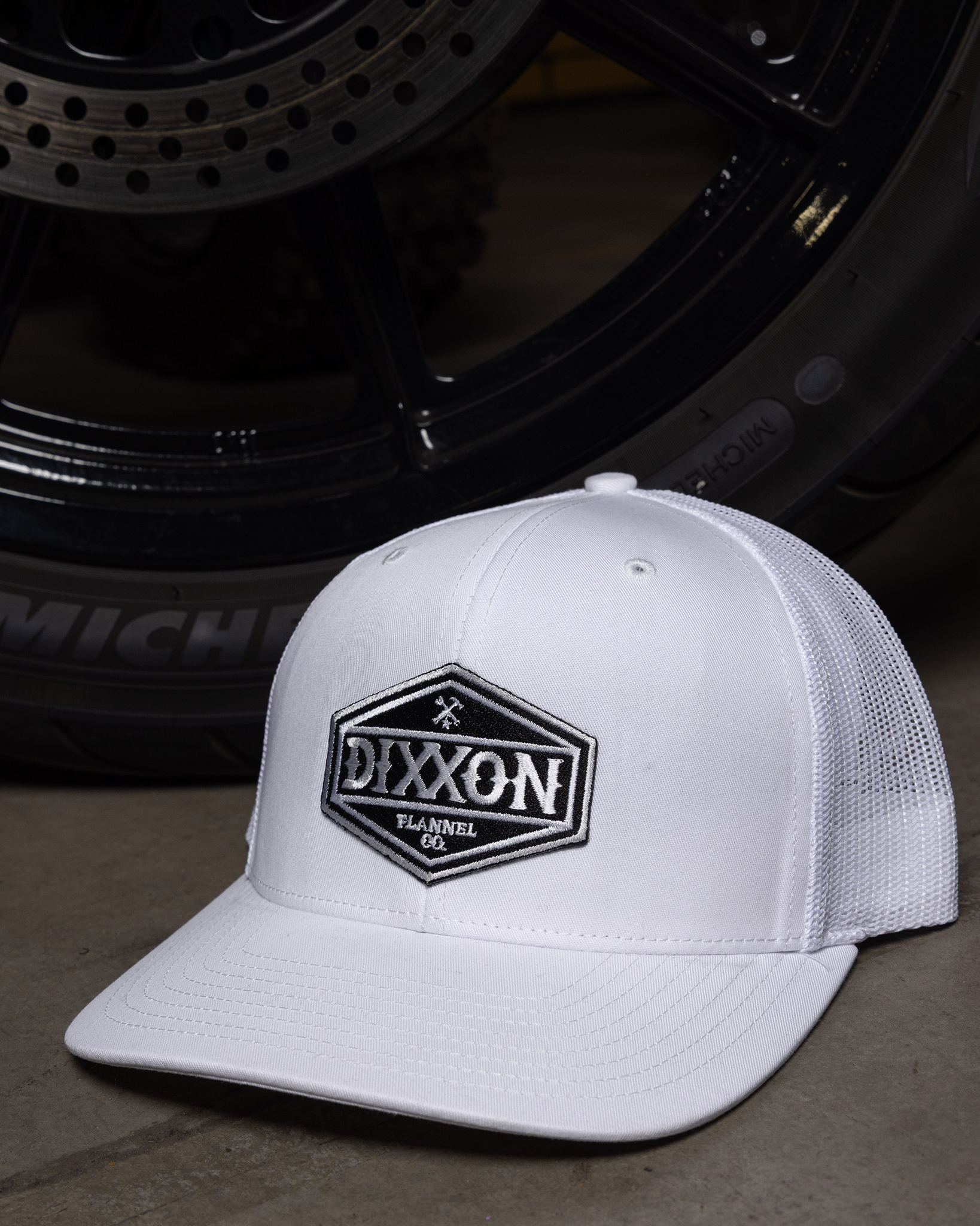 Foundry Shield Curved Bill Trucker Snapback - Black & White - view 2