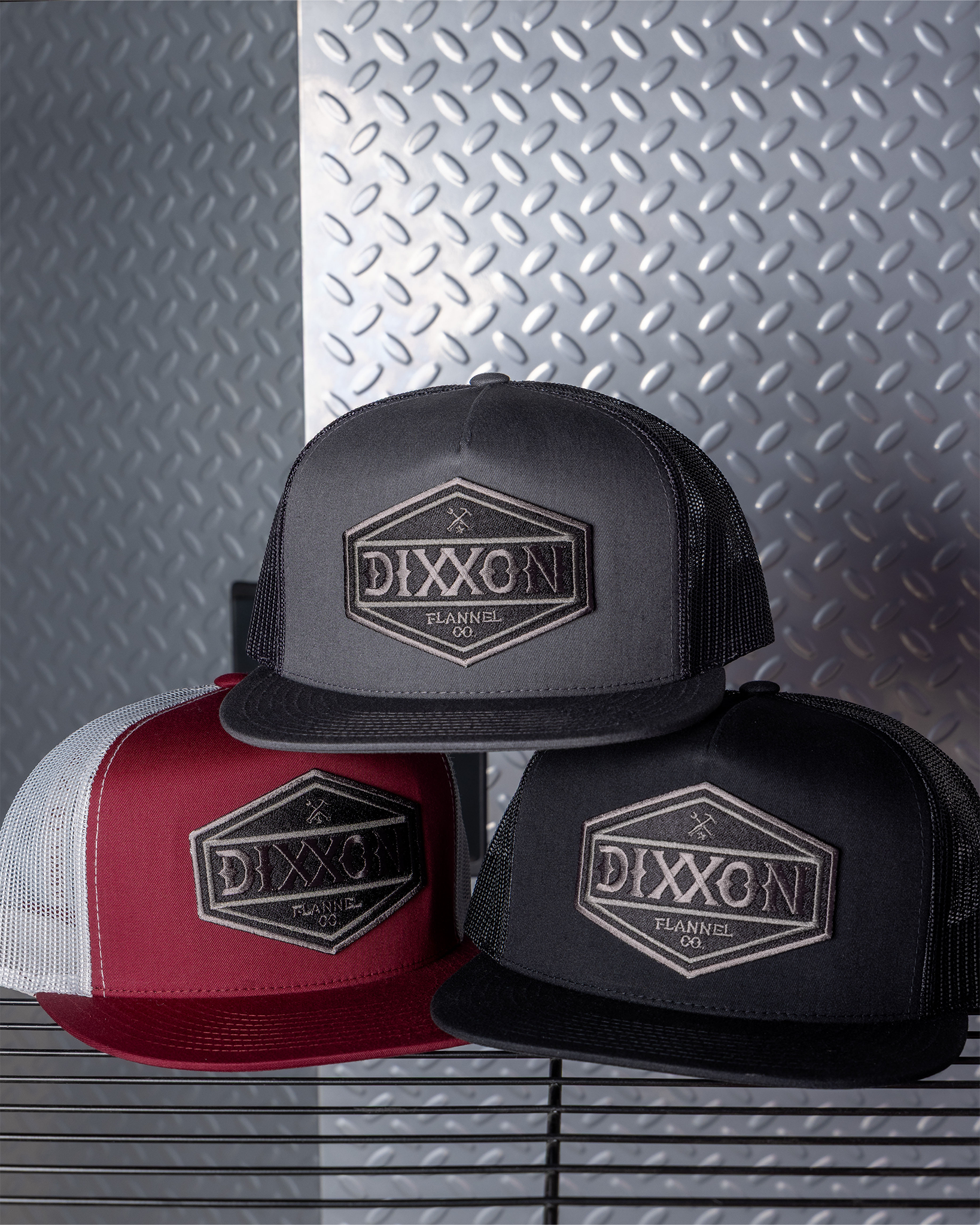 Foundry Shield Flat Bill Trucker Snapback - Black & Gray - view 1