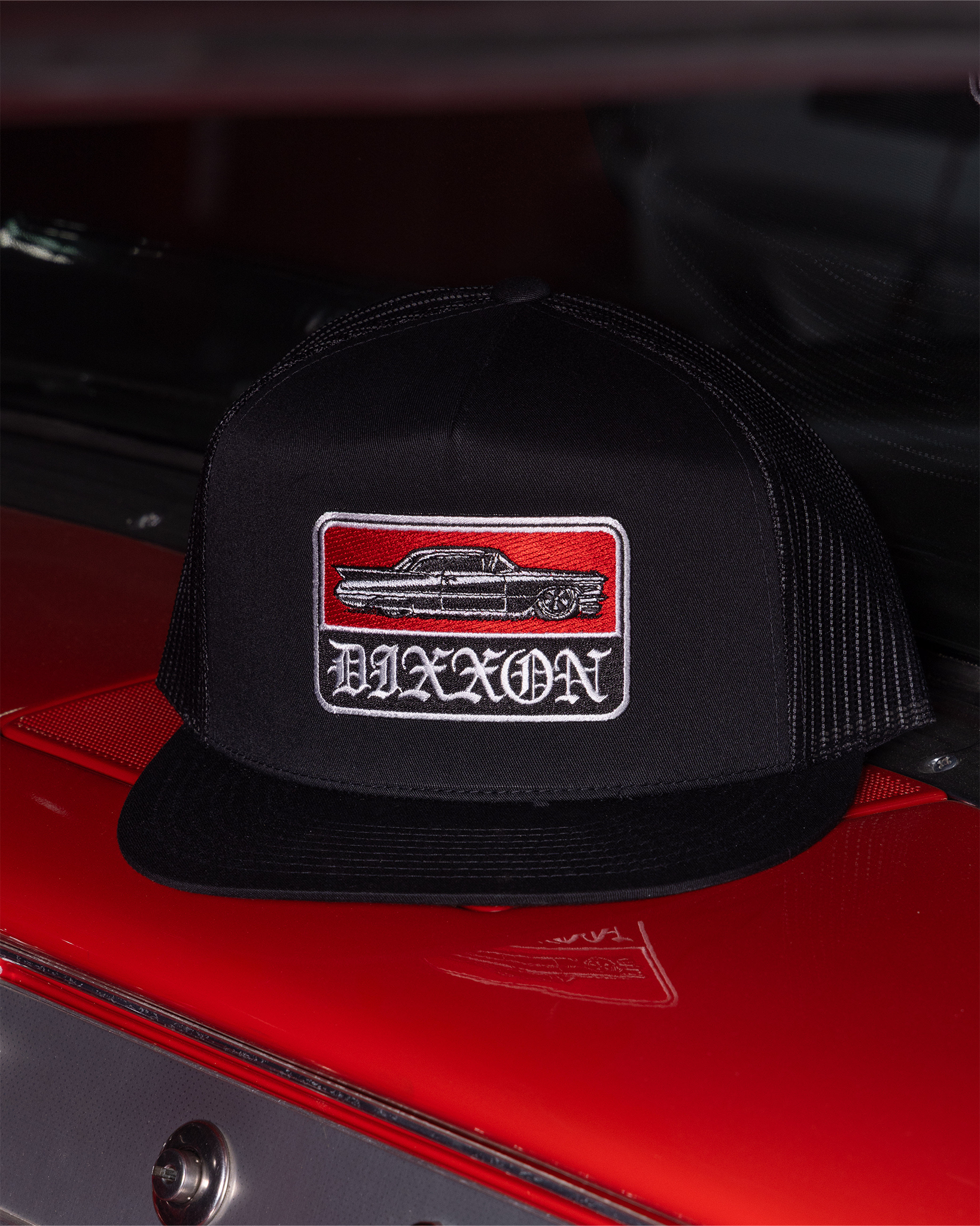 Low & Slow Flat Bill Trucker Snapback - Red & Black - view 2