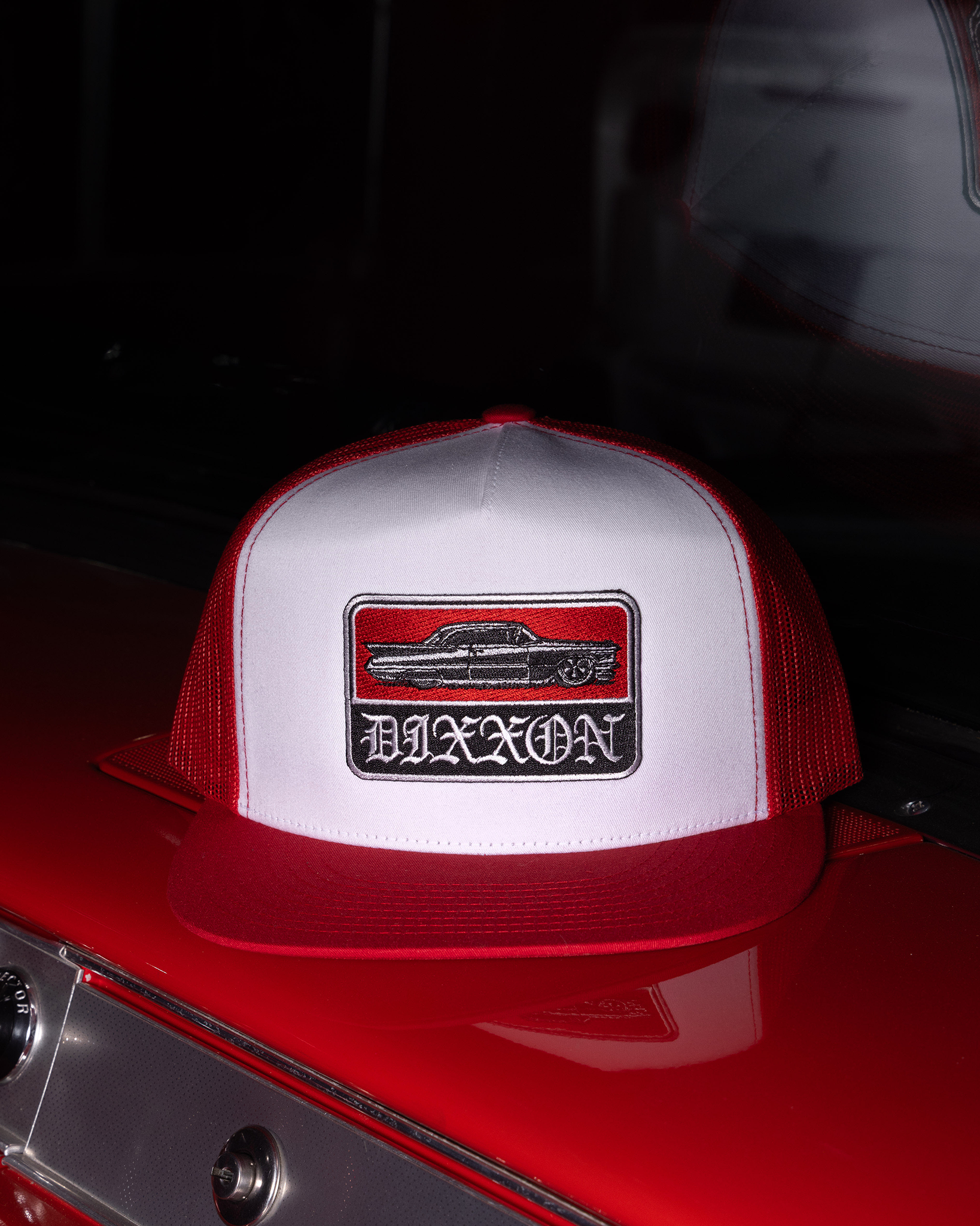 Low & Slow Flat Bill Trucker Snapback - Red & Black - view 3