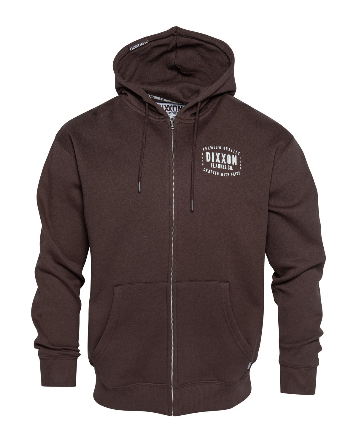 White Over Under Zip Up Hoodie - Brown view 3