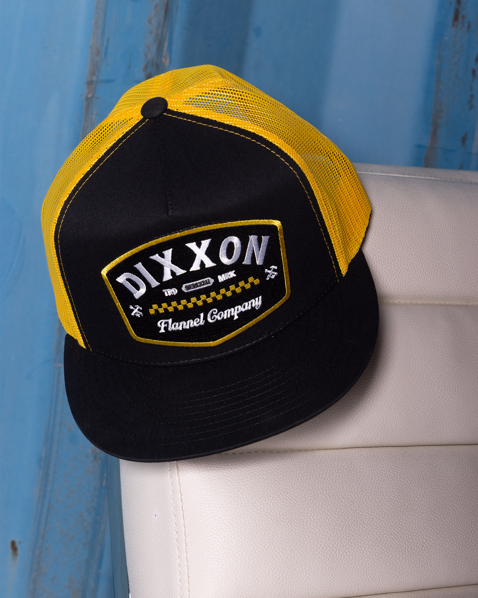 Station Flat Bill Trucker Snapback - Black & Yellow - view 3