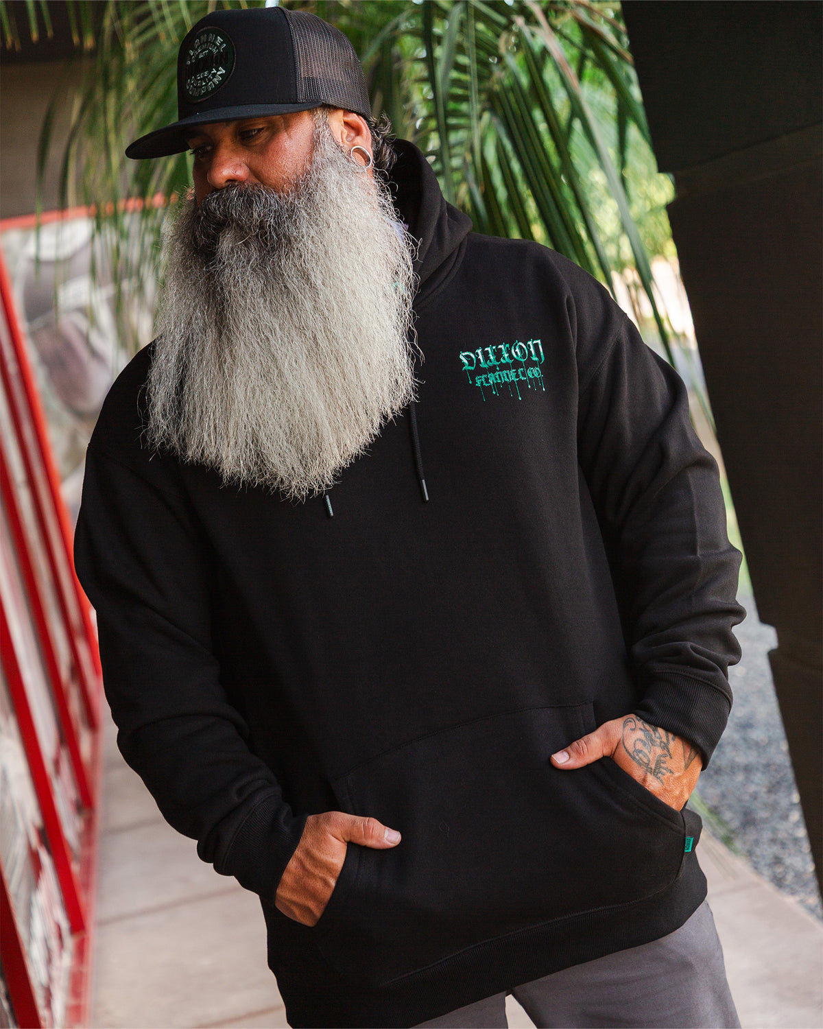 Teal Staking Claim Pullover Hoodie - Black view 3