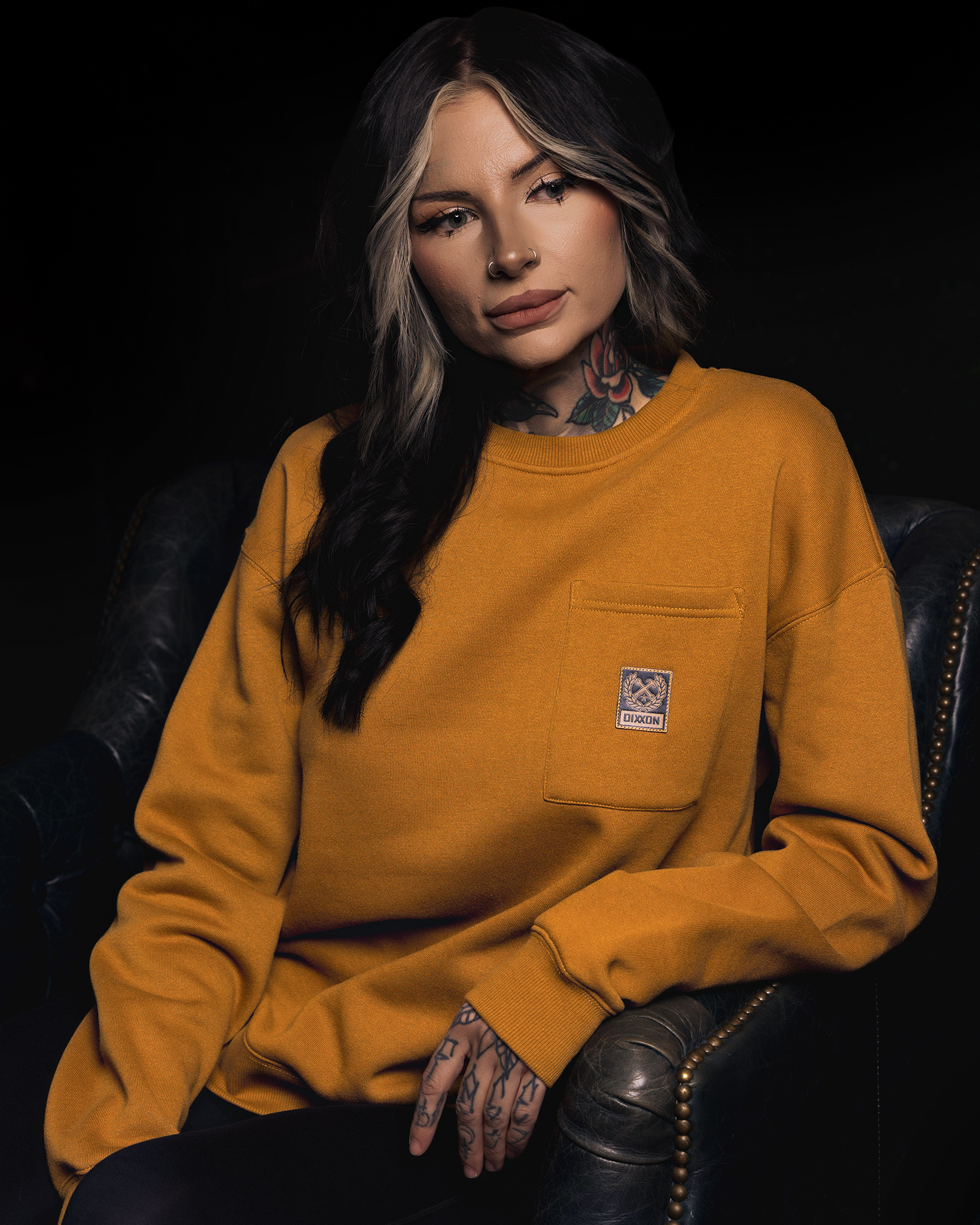 Women's Pocket Crewneck Sweatshirt - Camel - view 6