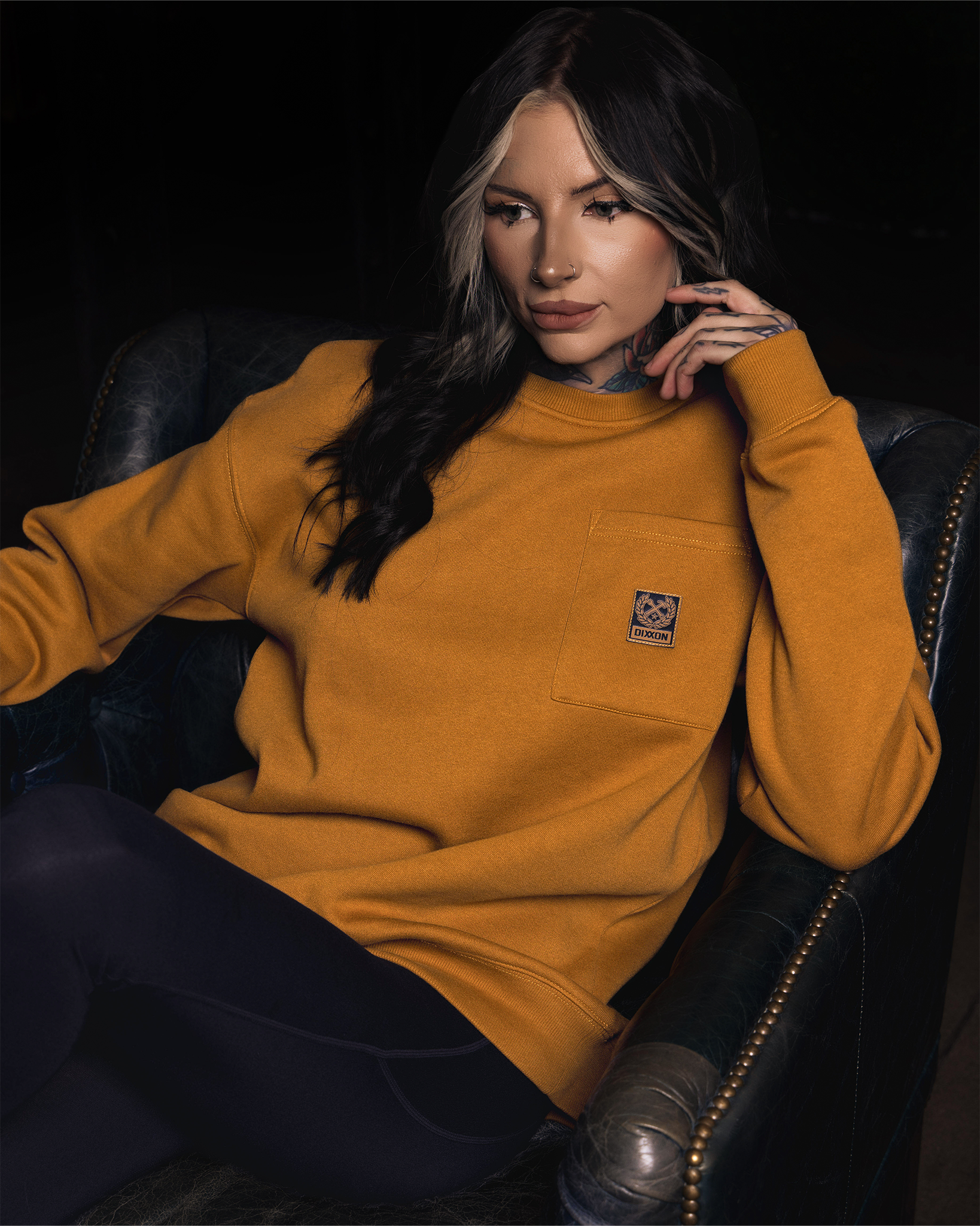 Women's Pocket Crewneck Sweatshirt - Camel - view 5