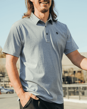 トップス ANCELLM S/S POLO SHIRT GRAY 1 athletic-premium-polo-charcoal