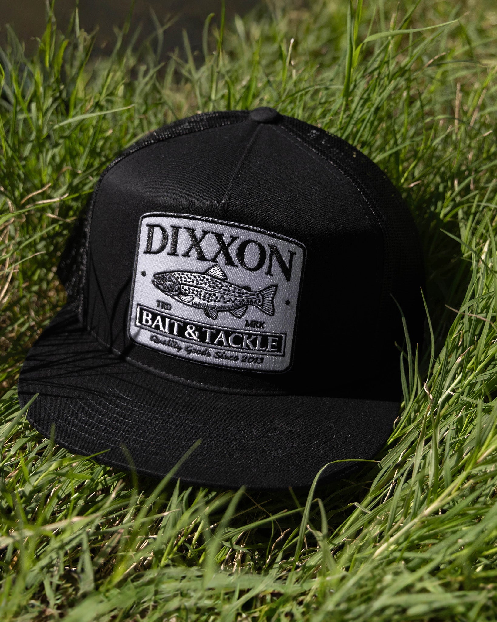 Bait & Tackle Flat Bill Trucker Snapback - Black & White - Dixxon Flannel Co.
