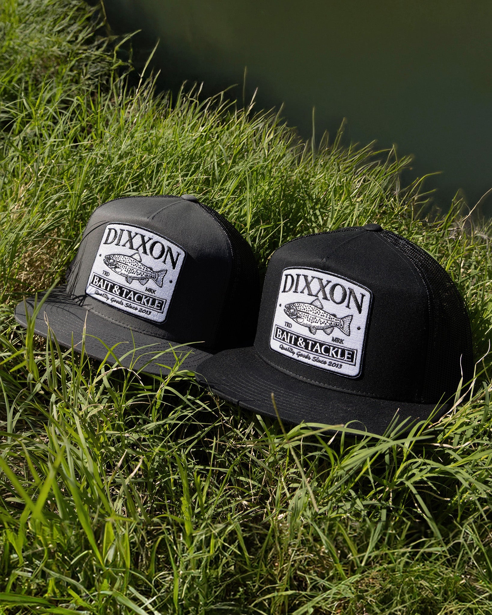 Bait & Tackle Flat Bill Trucker Snapback - Black & White - Dixxon Flannel Co.