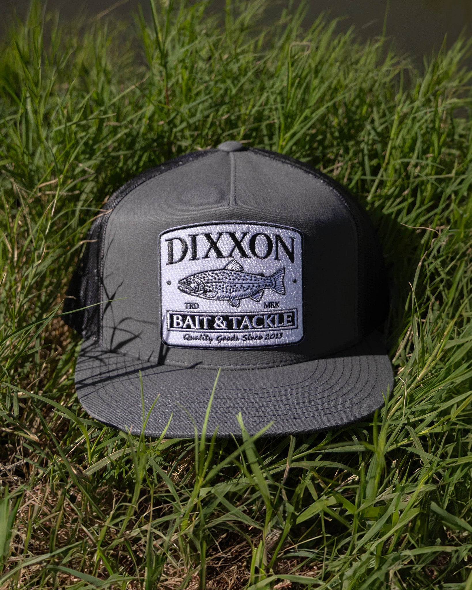 Bait & Tackle Flat Bill Trucker Snapback - Black & White - Dixxon Flannel Co.