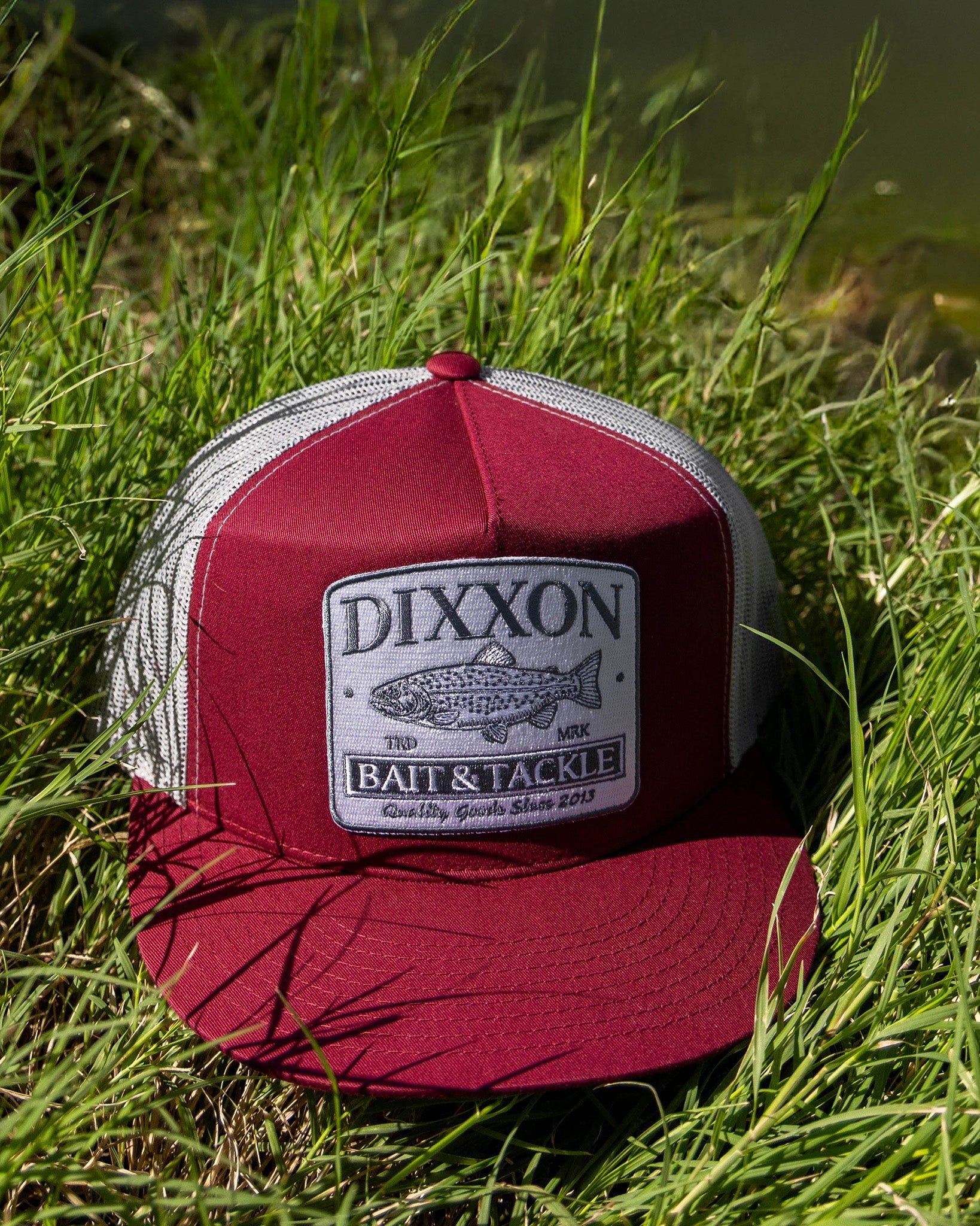 Bait & Tackle Flat Bill Trucker Snapback - White & Slate - Dixxon Flannel Co.