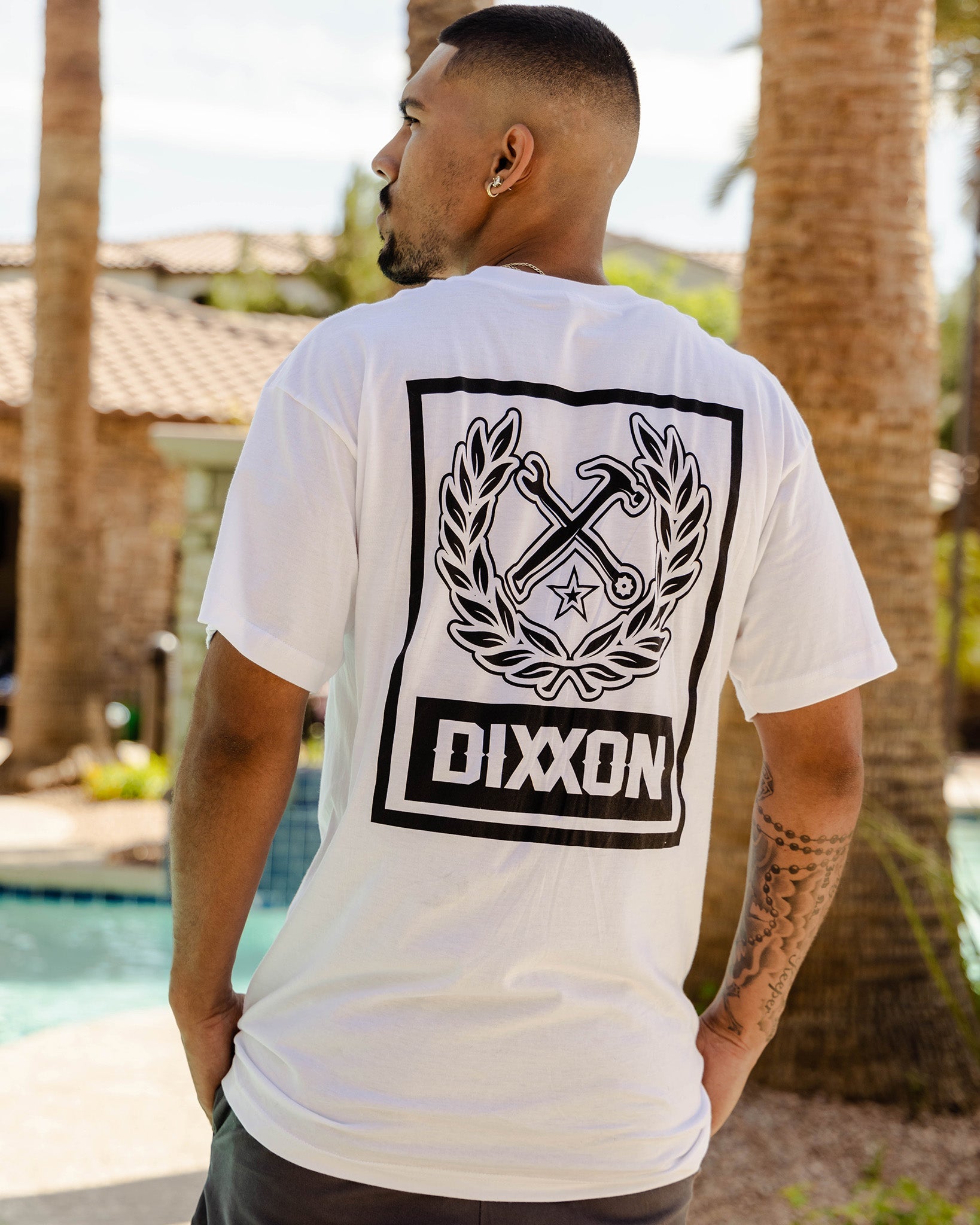 Dixxon White Black Box Crest T-Shirt: Shop Now