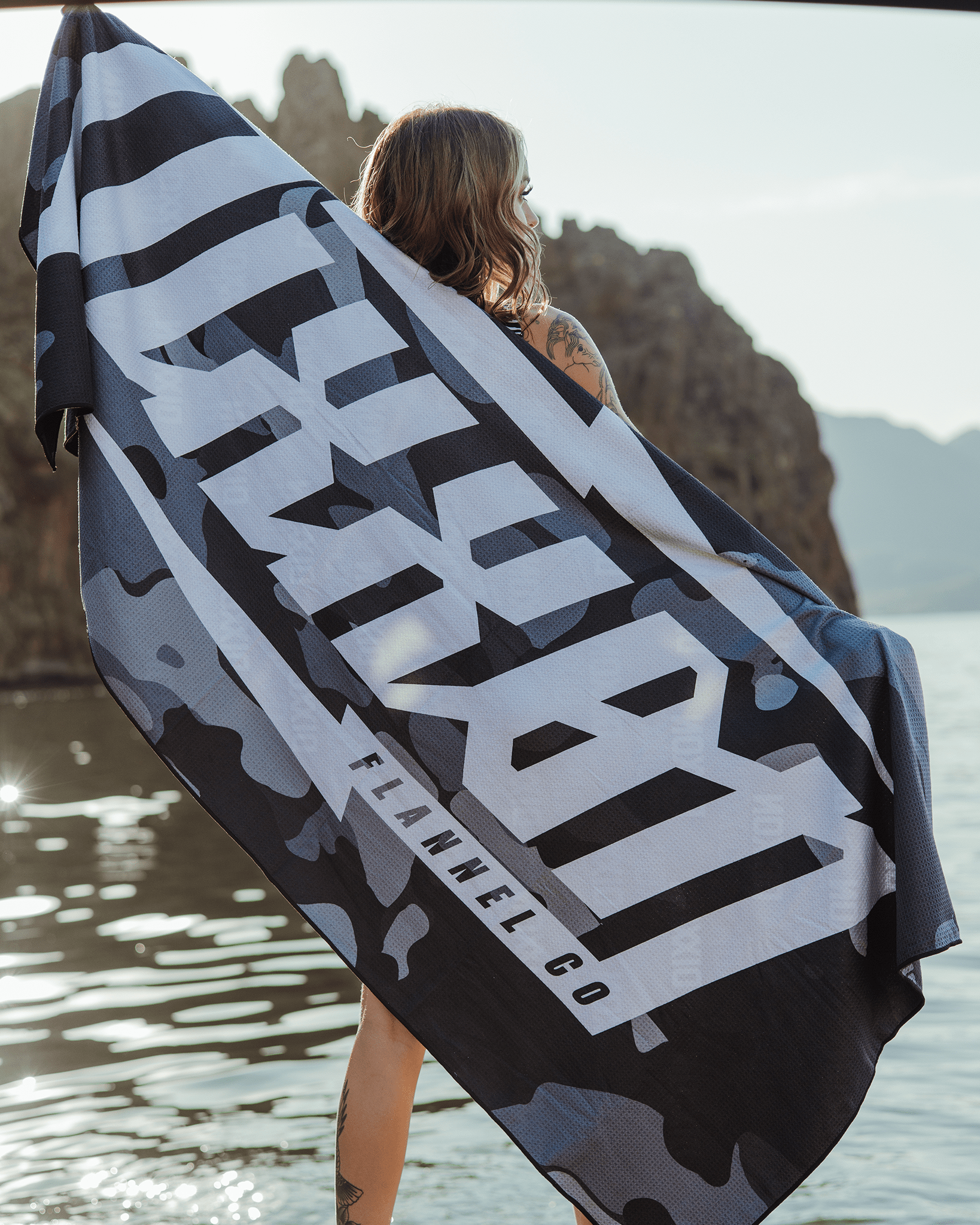Black Camo Bolt Quick Dry Beach Towel | Dixxon Flannel Co.