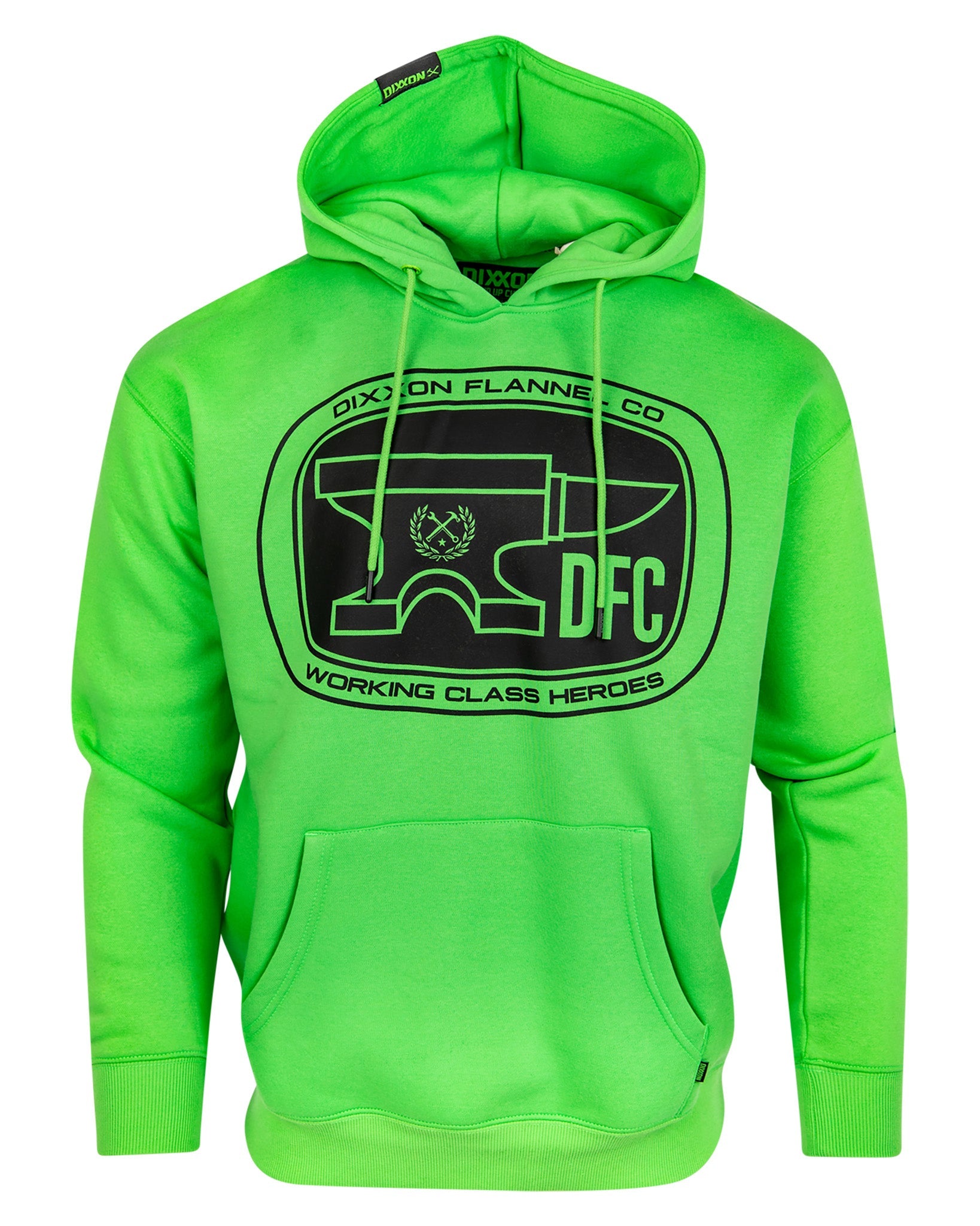 Black Checkpoint Pullover Hoodie - Safety Green - Dixxon Flannel Co.