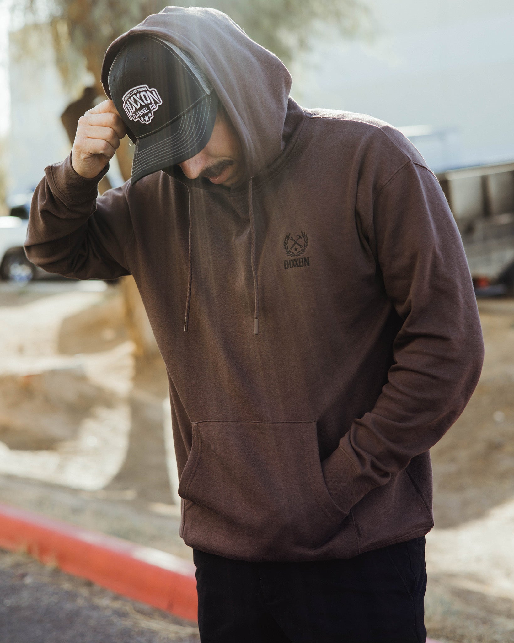 Dixxon Black Crest Hoodie Brown: Shop Lightweight Pullover