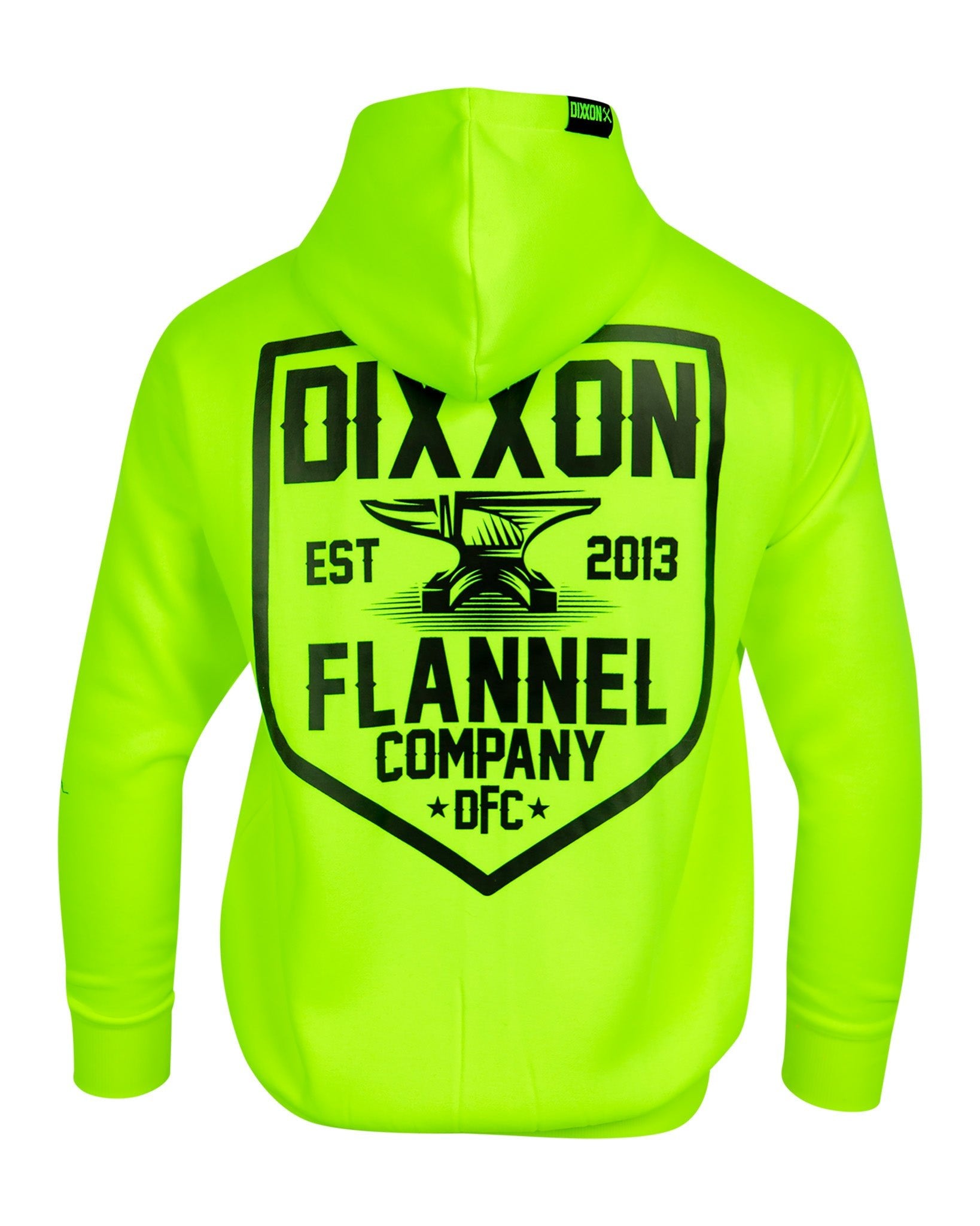 Black DFC Shield Zip Up Hoodie - Safety Green - Dixxon Flannel Co.