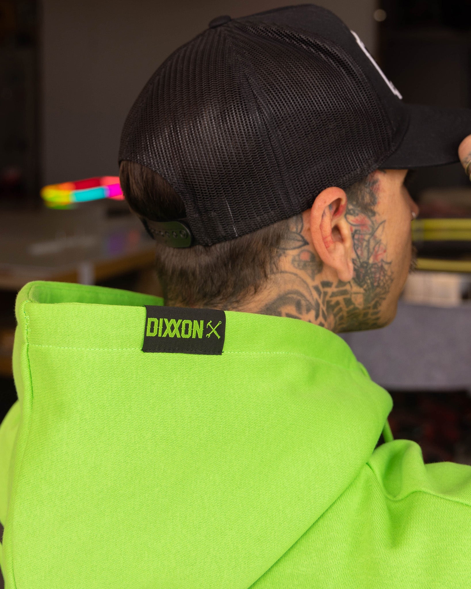 Black DFC Shield Zip Up Hoodie - Safety Green - Dixxon Flannel Co.