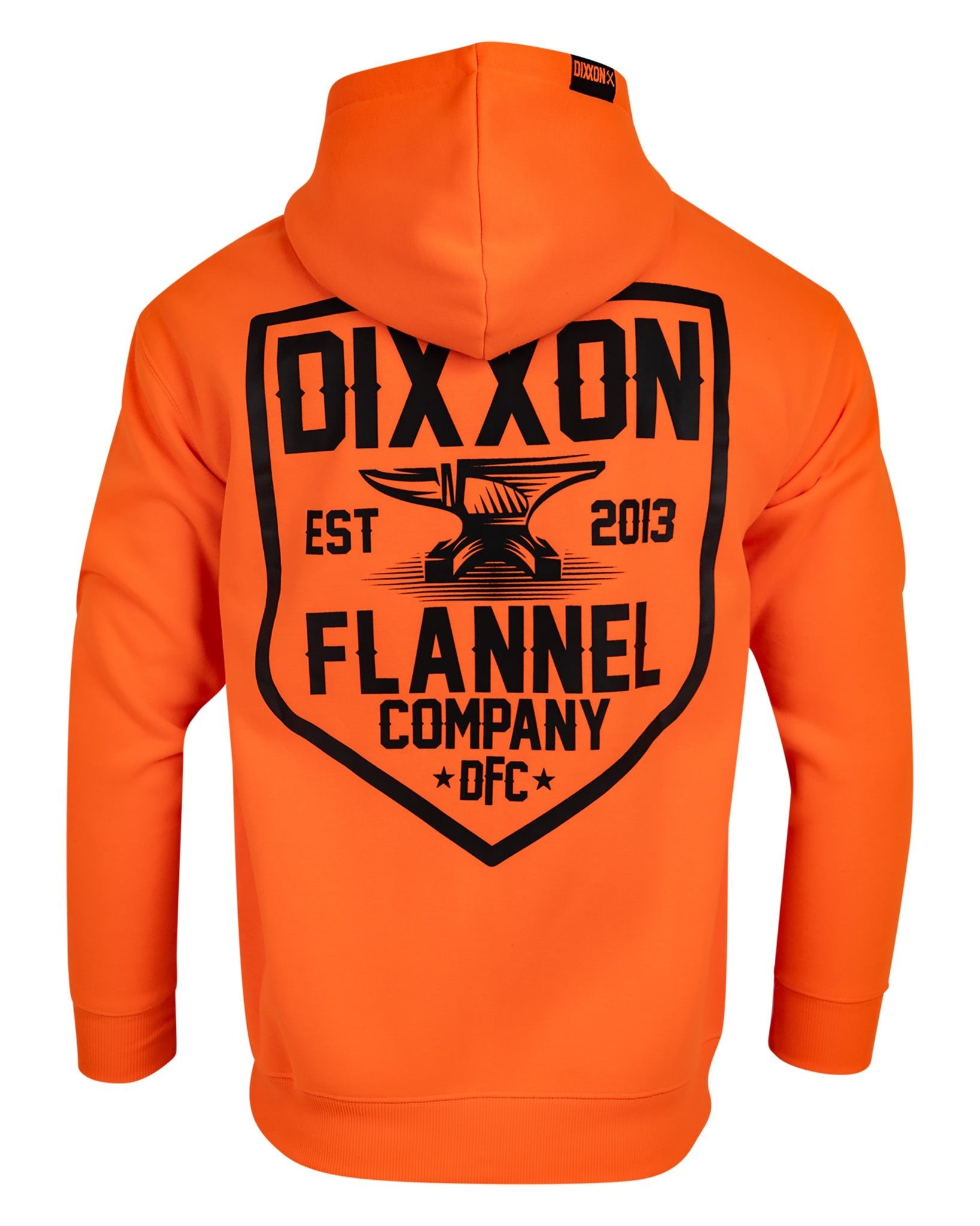 Black DFC Shield Zip Up Hoodie - Safety Orange - Dixxon Flannel Co.