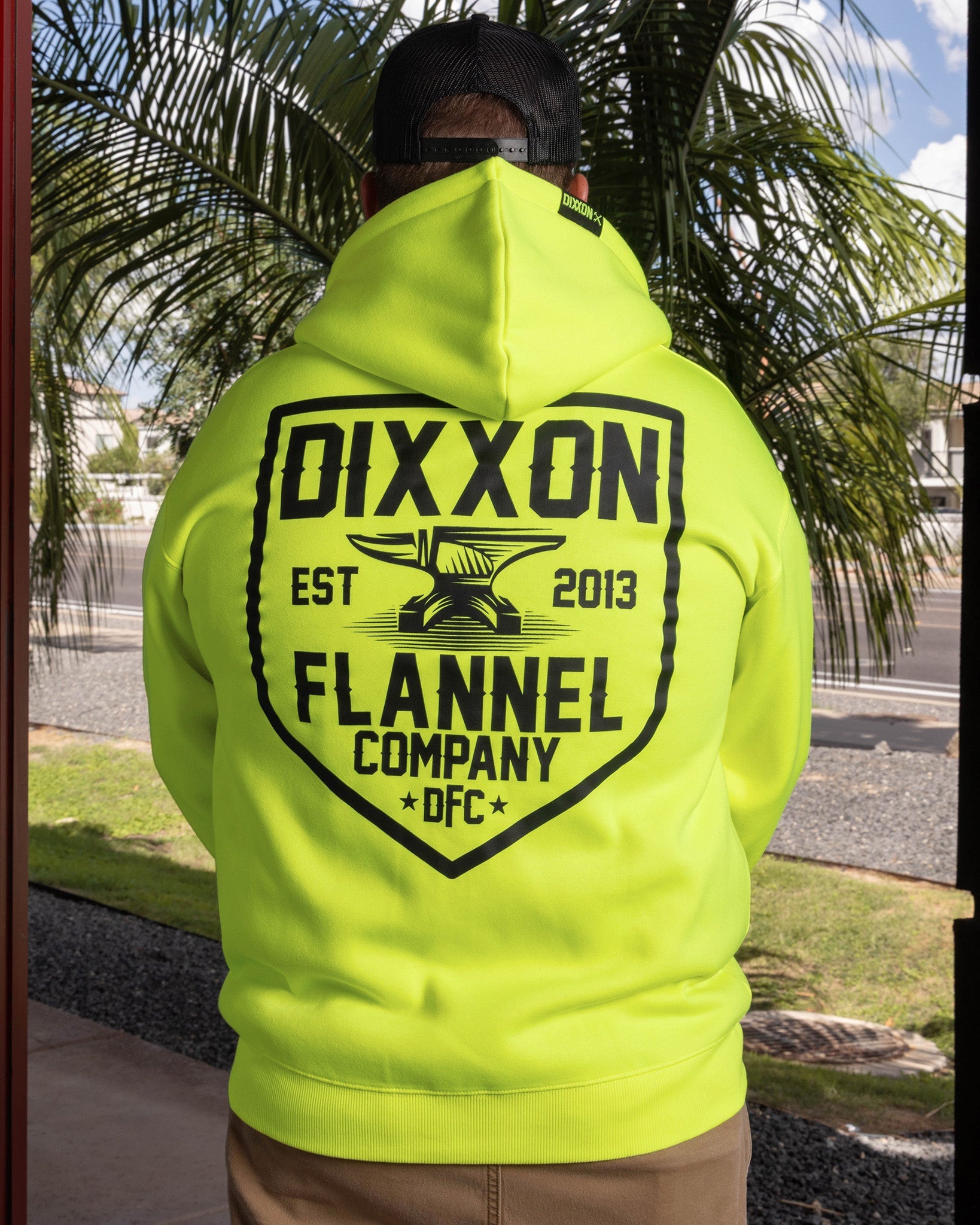 Black DFC Shield Zip Up Hoodie - Safety Yellow | Dixxon Flannel Co.