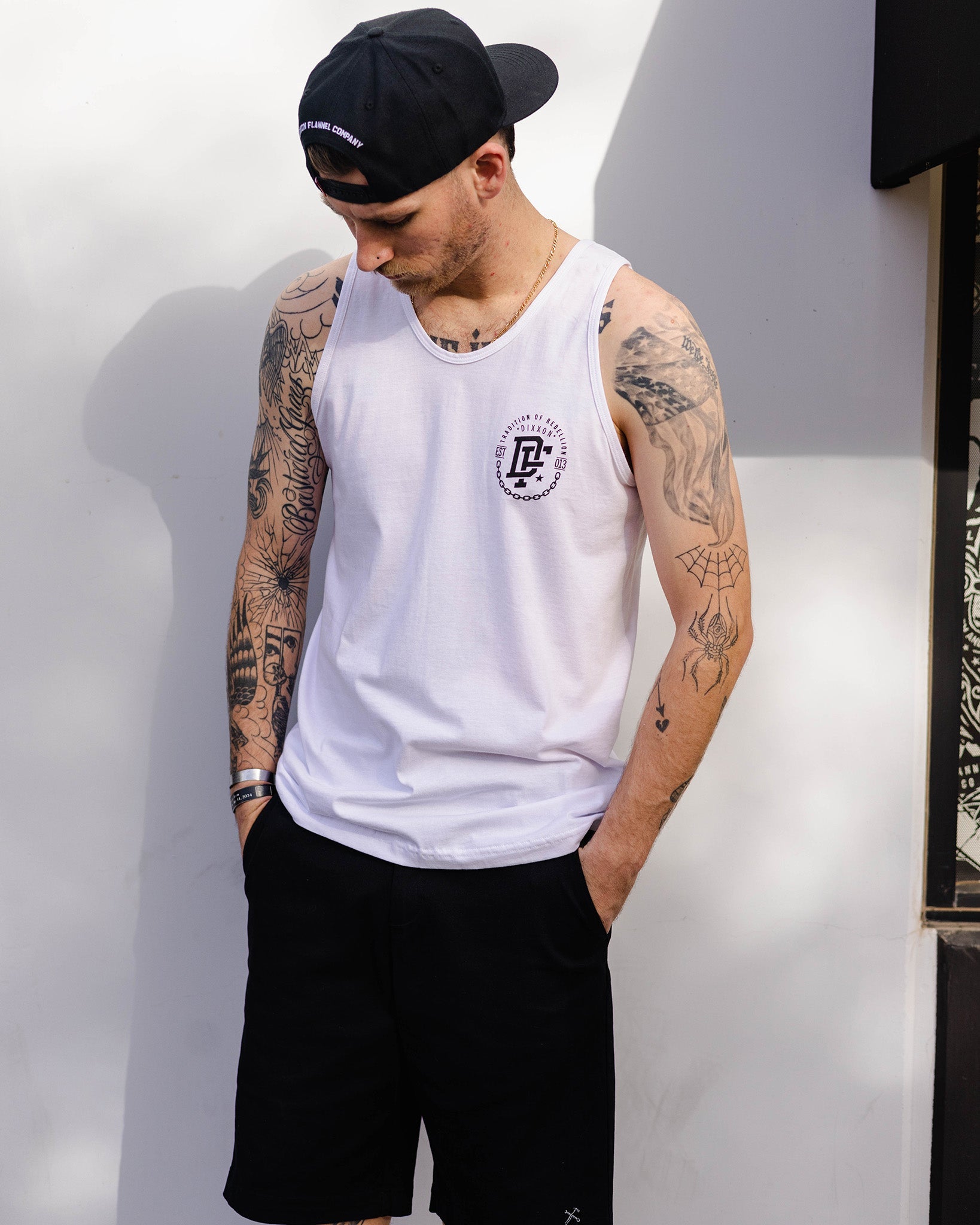 Black Disobedience Tank - White - Dixxon Flannel Co.