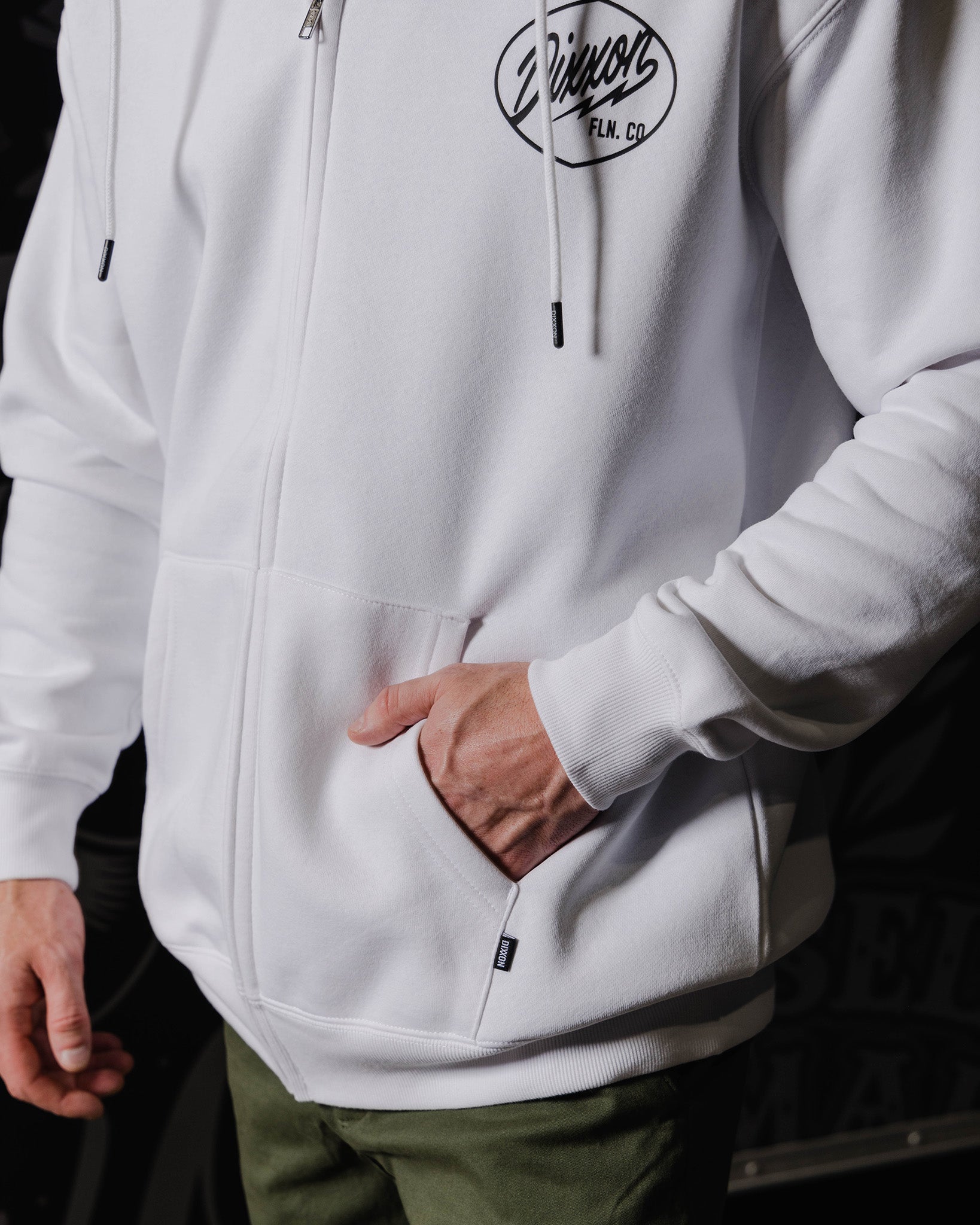 Black Esso Zip Up Hoodie - White | Dixxon Flannel Co.