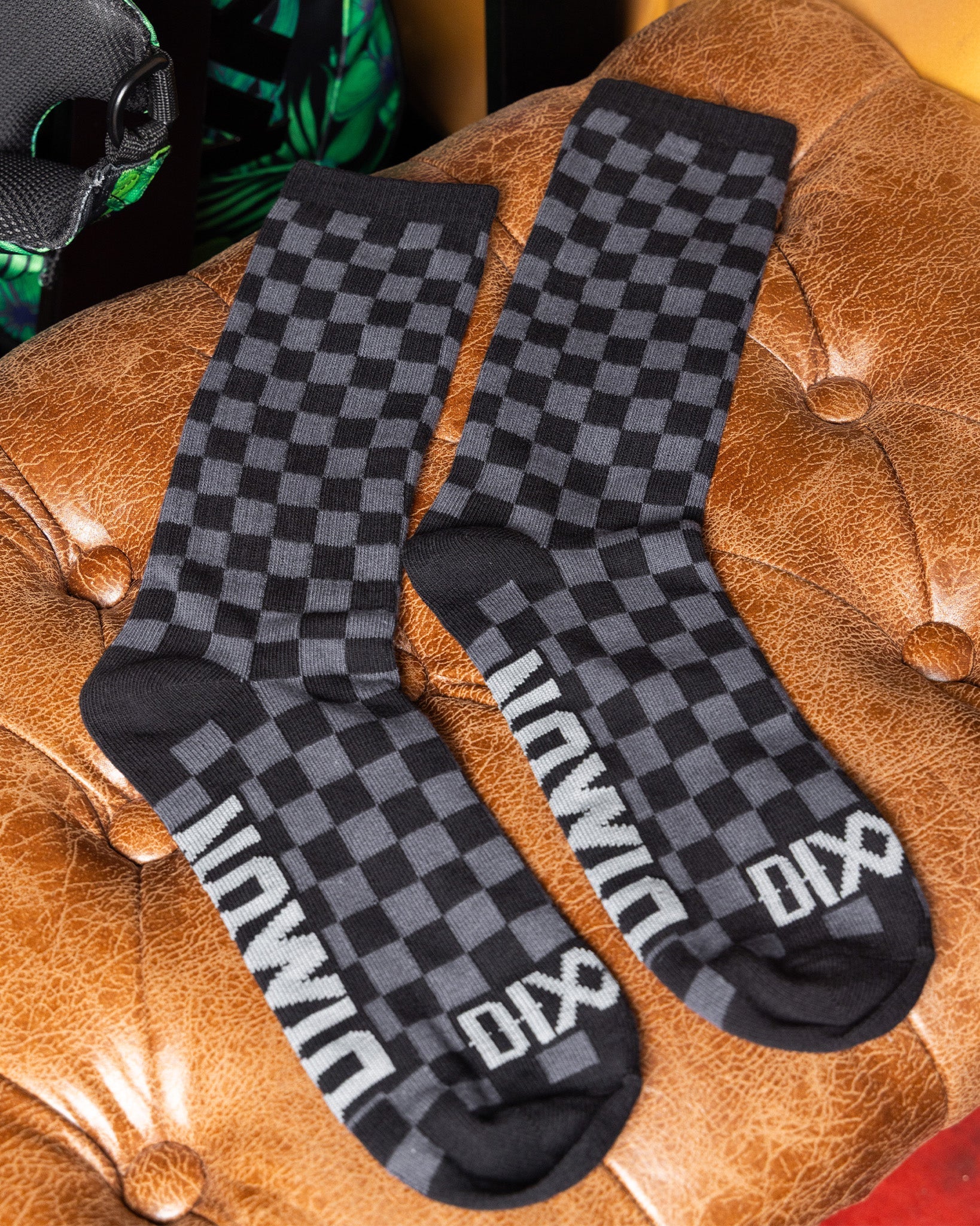 Black & Gray Checkered Crew Socks - Dixxon Flannel Co.