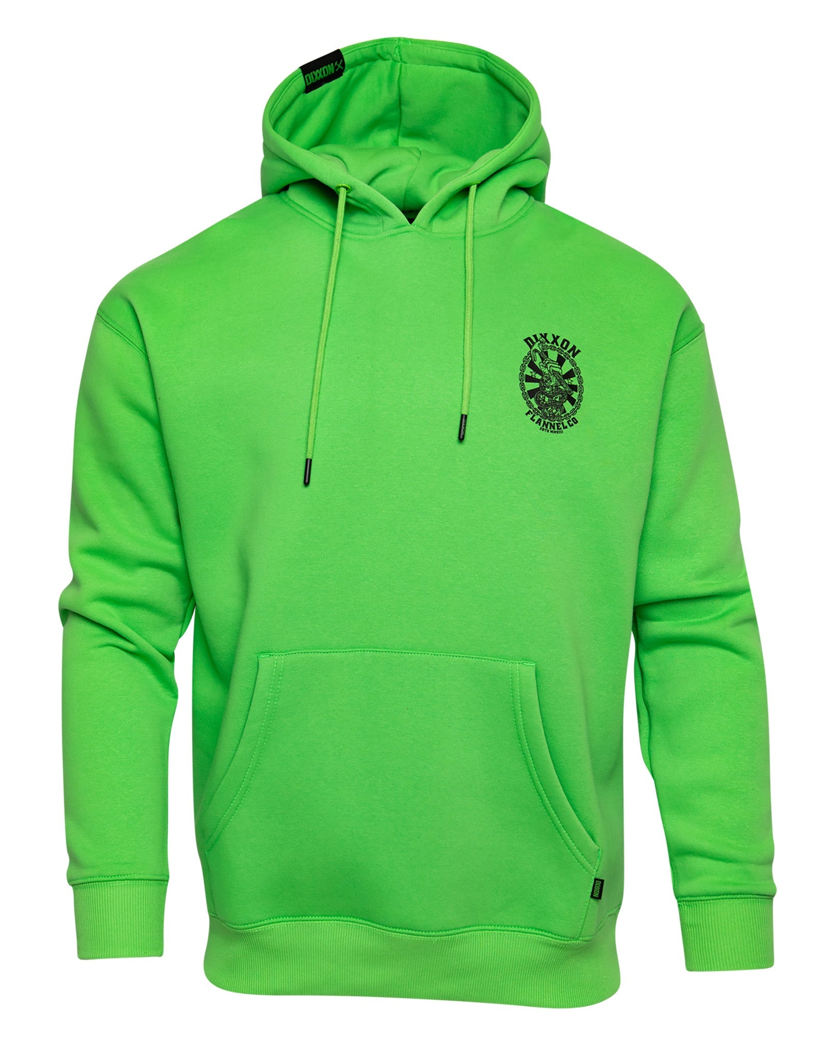Black Hammersnake Pullover Hoodie - Safety Green - Dixxon Flannel Co.